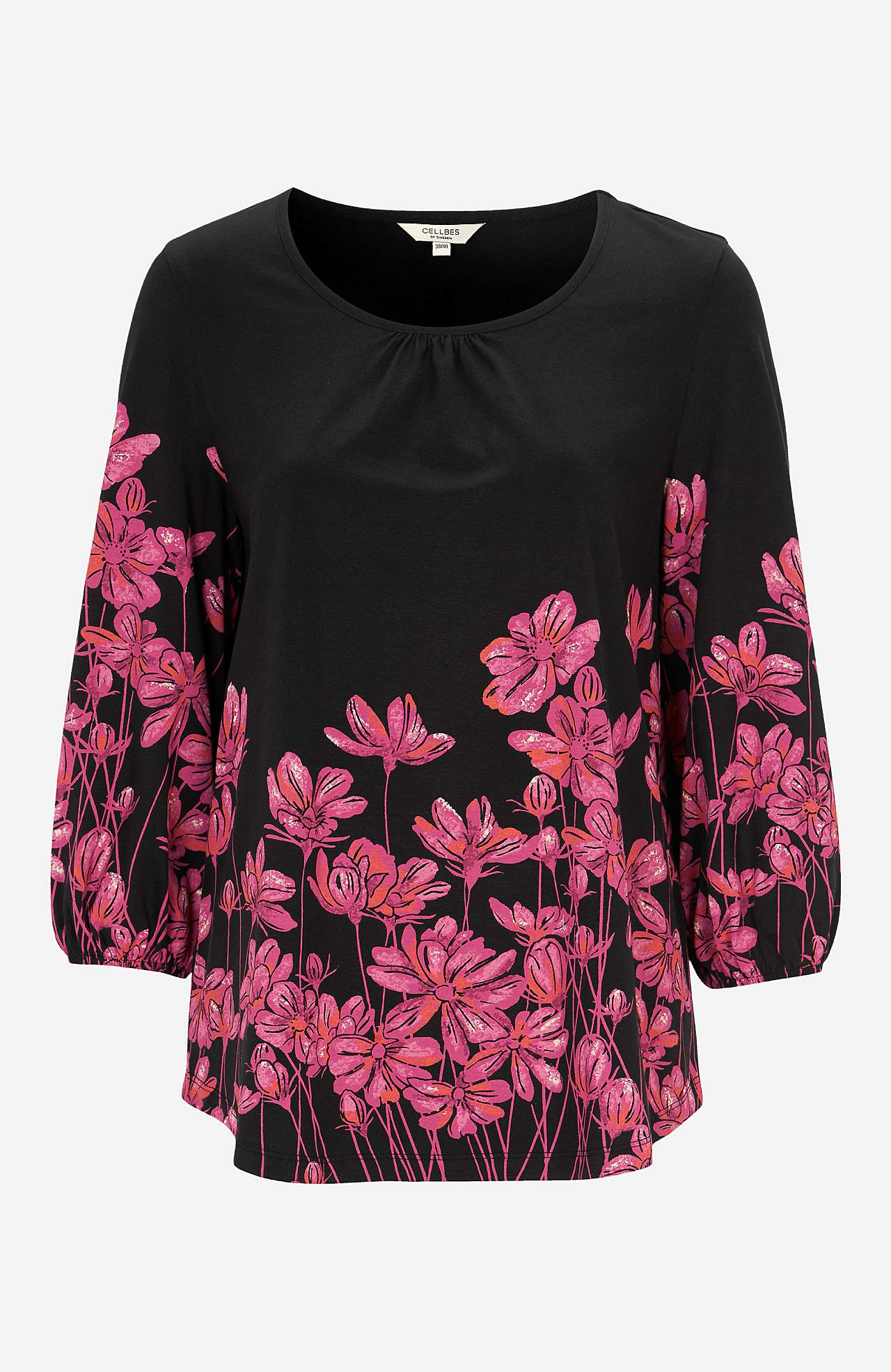 Jerseytopp med et blomstermønster