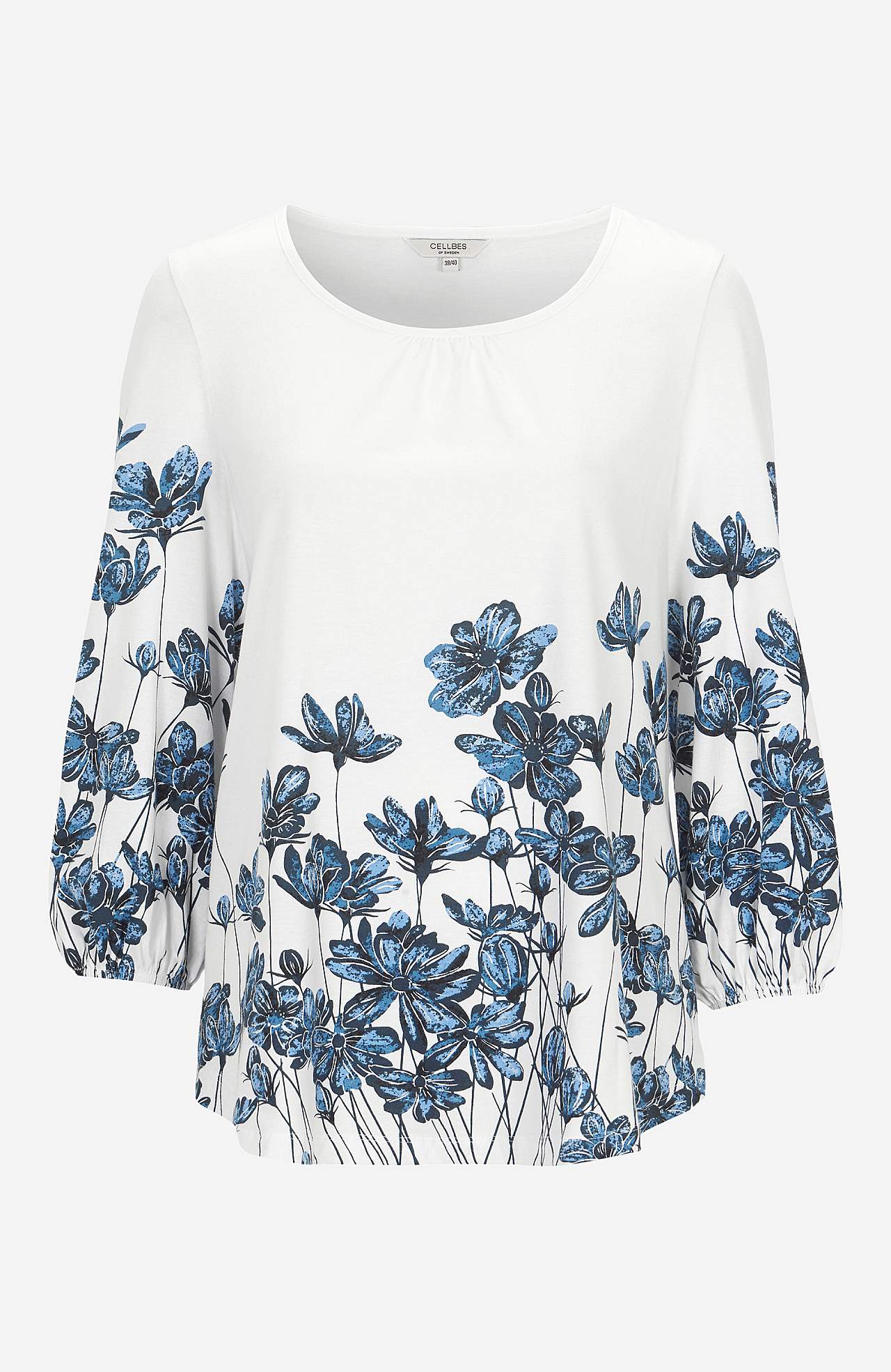 Jerseytopp med et blomstermønster Engla