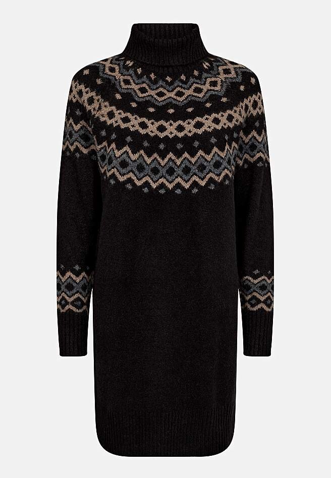 Kjole med jacquardstrikket mønster