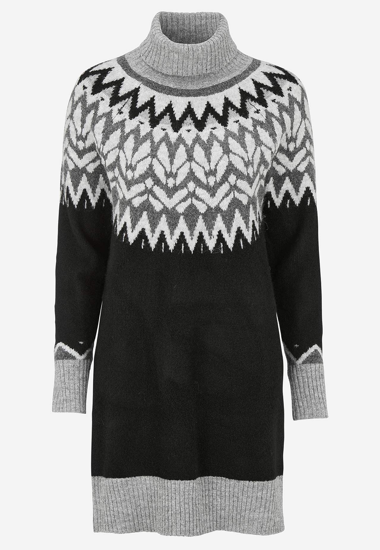 Kjole med jacquardstrikket mønster