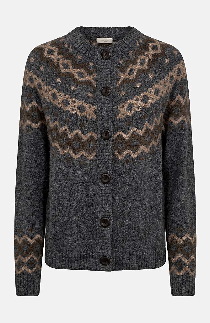 Cardigan med jacquardstrikket mønster