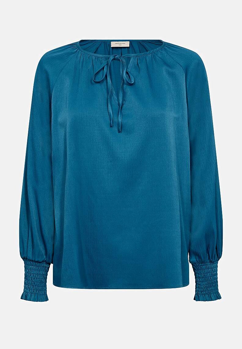 Ensfarget bluse med struktur