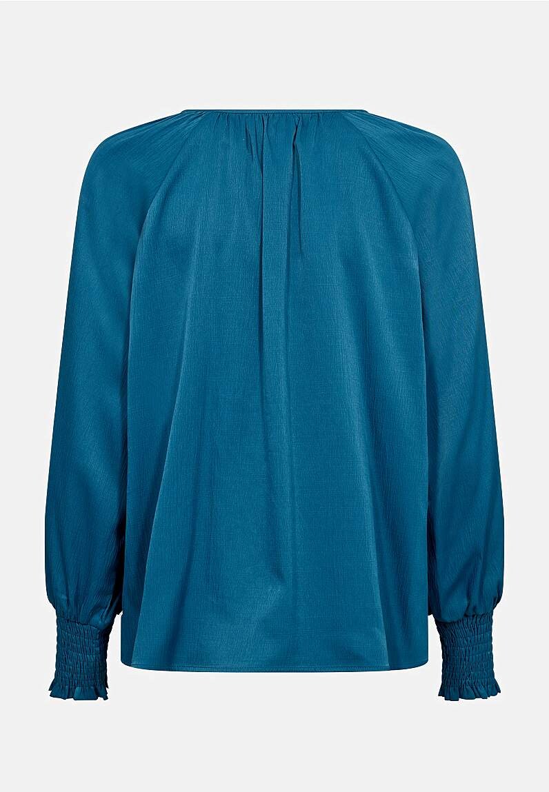 Ensfarget bluse med struktur
