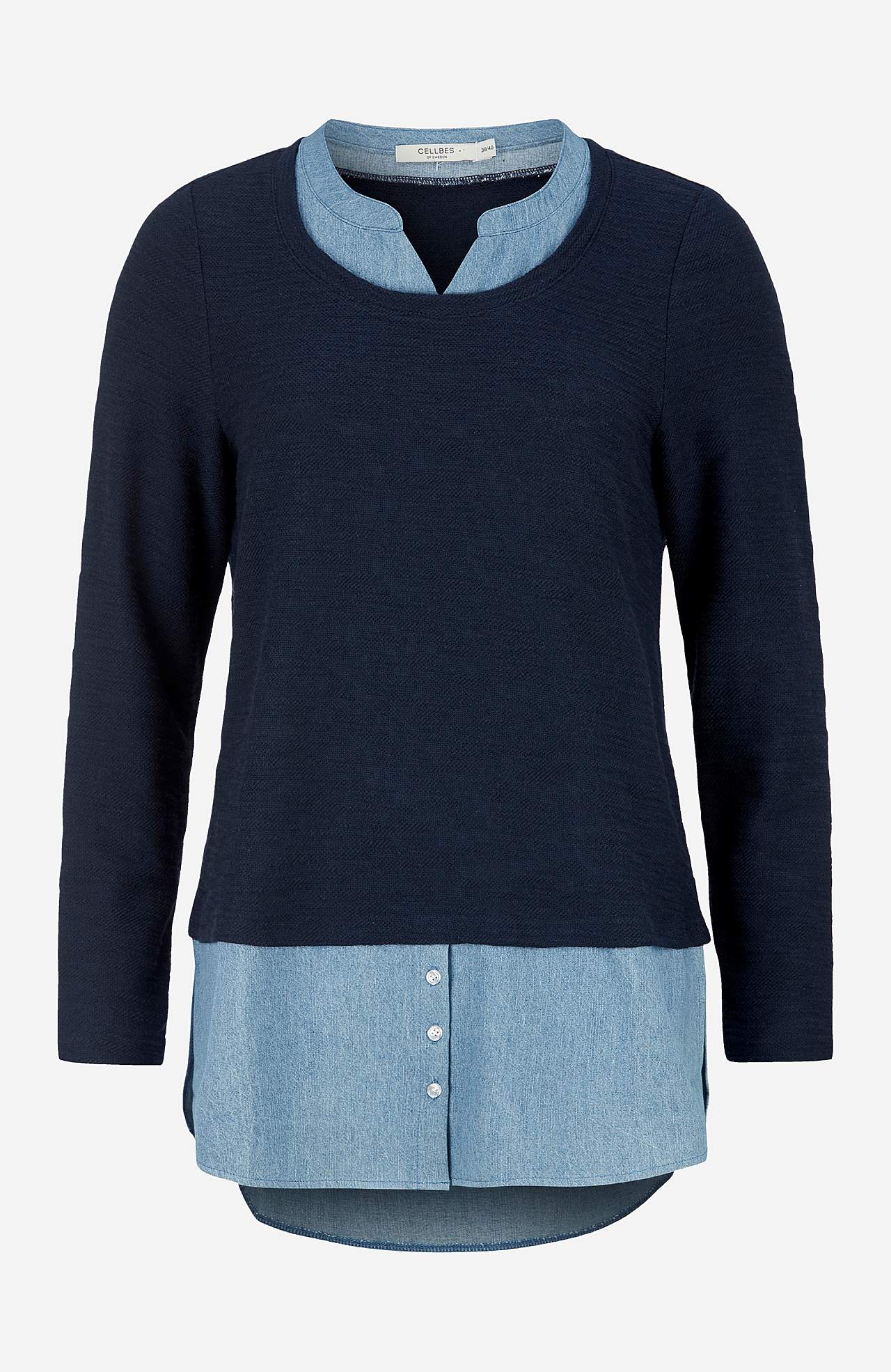 Jerseytunika med detaljer i denim Denise