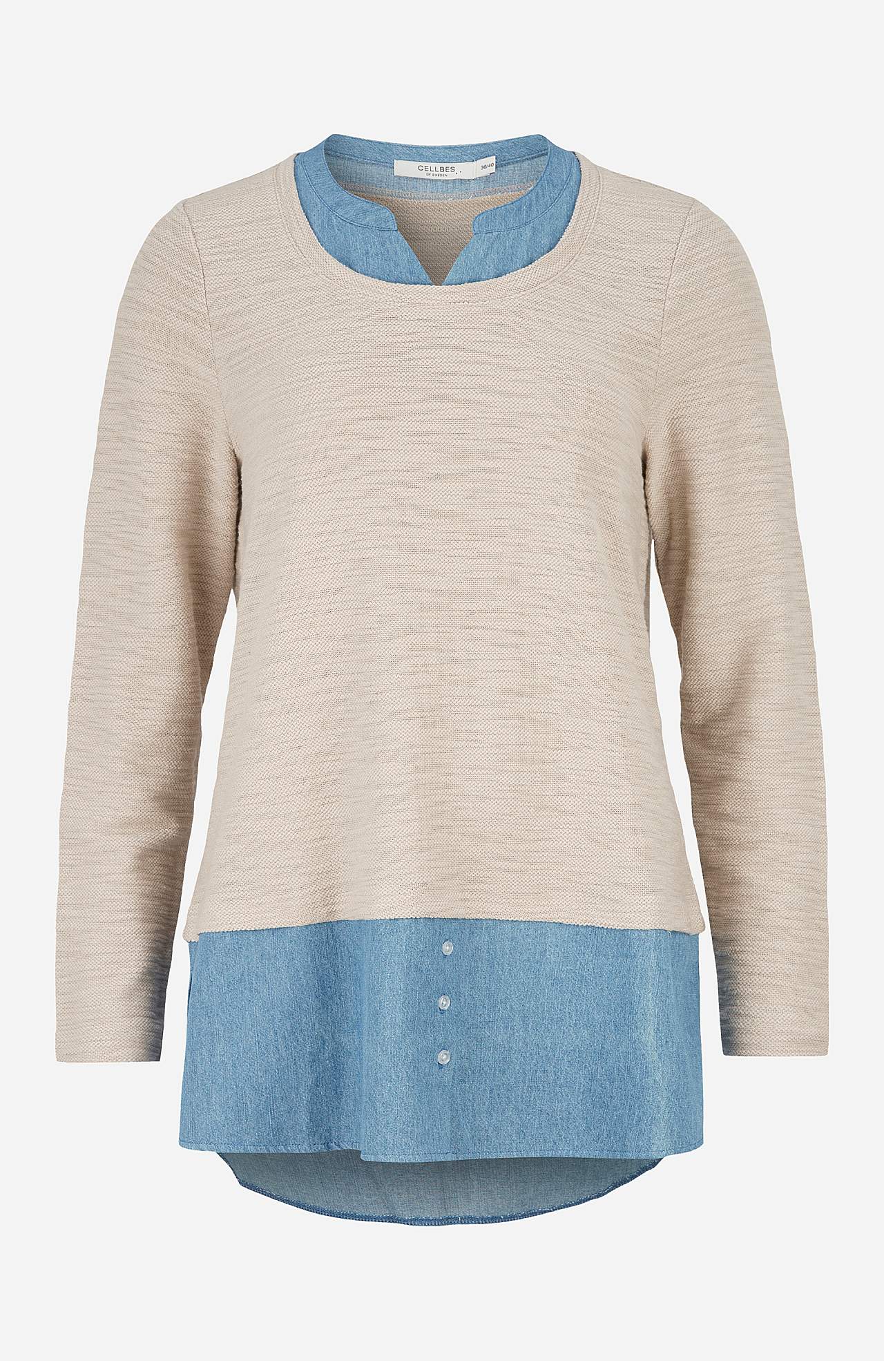 Jerseytunika med detaljer i denim Denise
