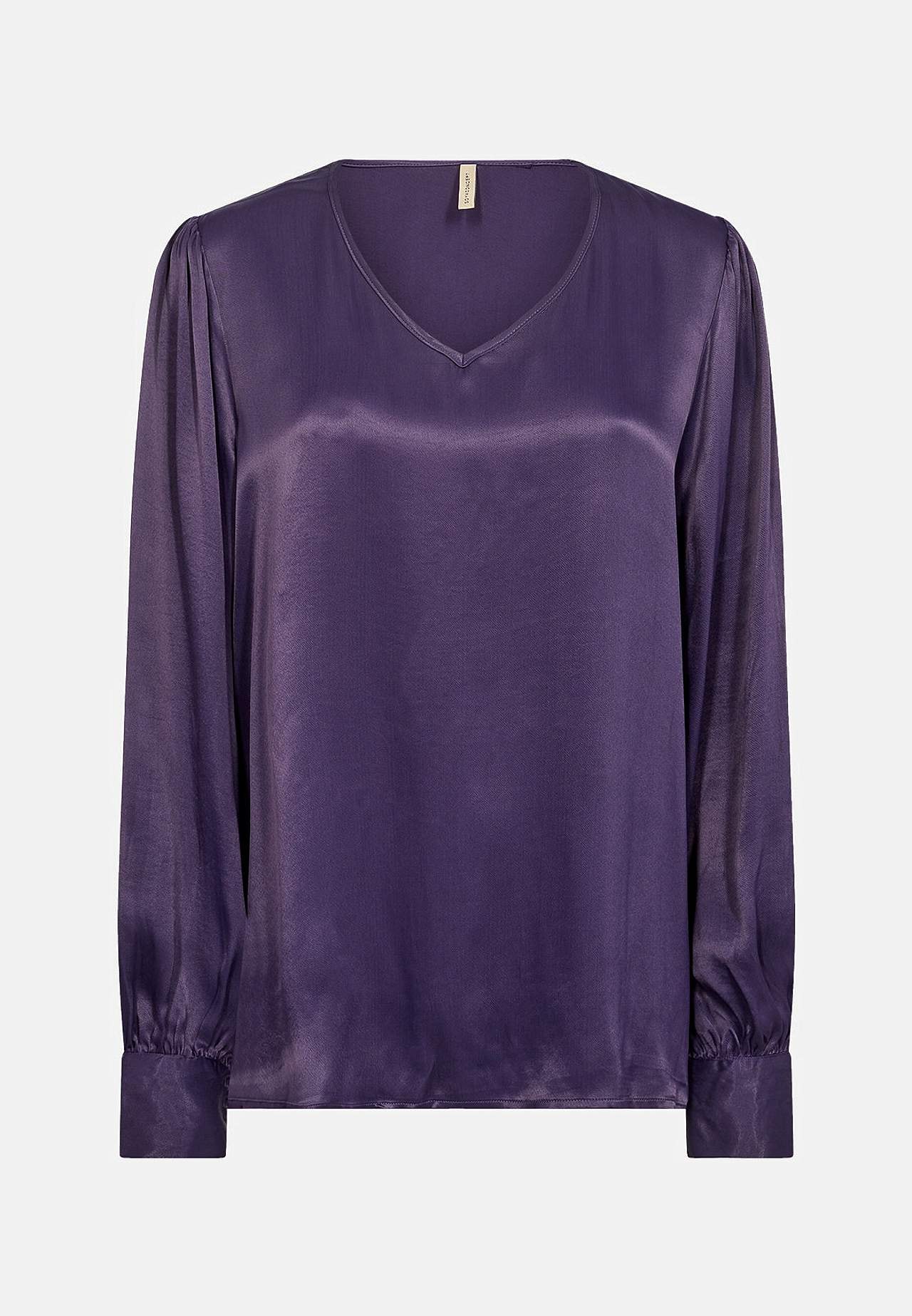 Satengbluse med v-ringning