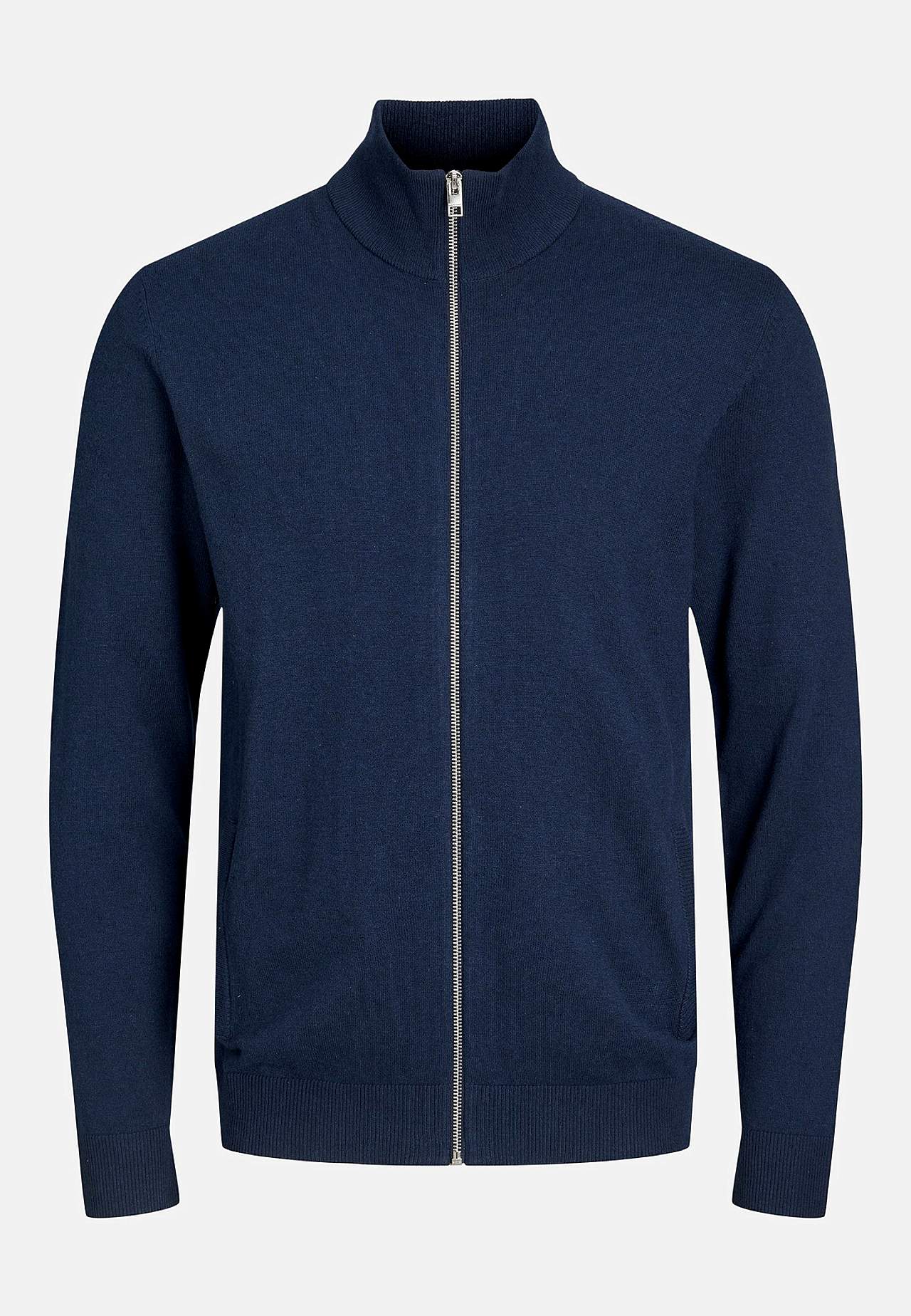 Finstrikket cardigan med høy hals