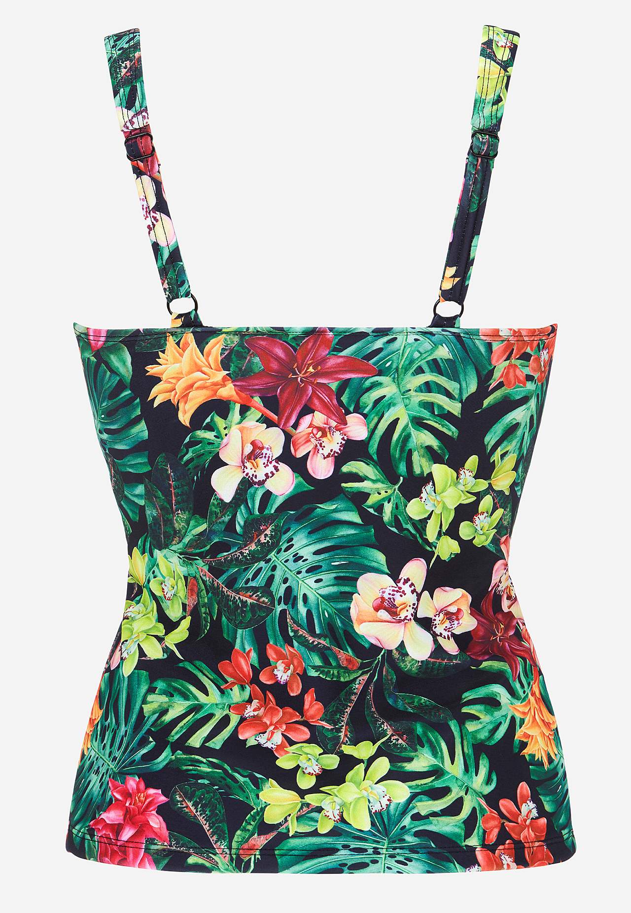 Tankinitopp med shaping-effekt og et blomstermønster