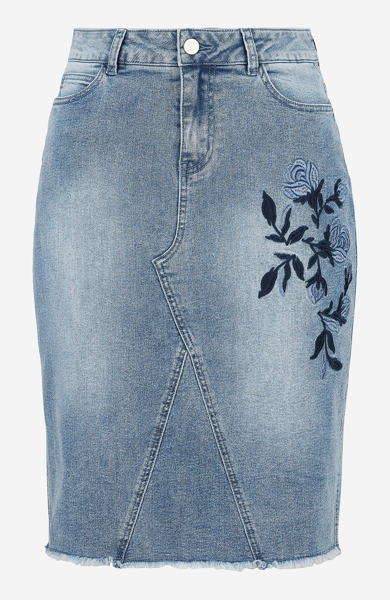 Denim skjørt med broderier