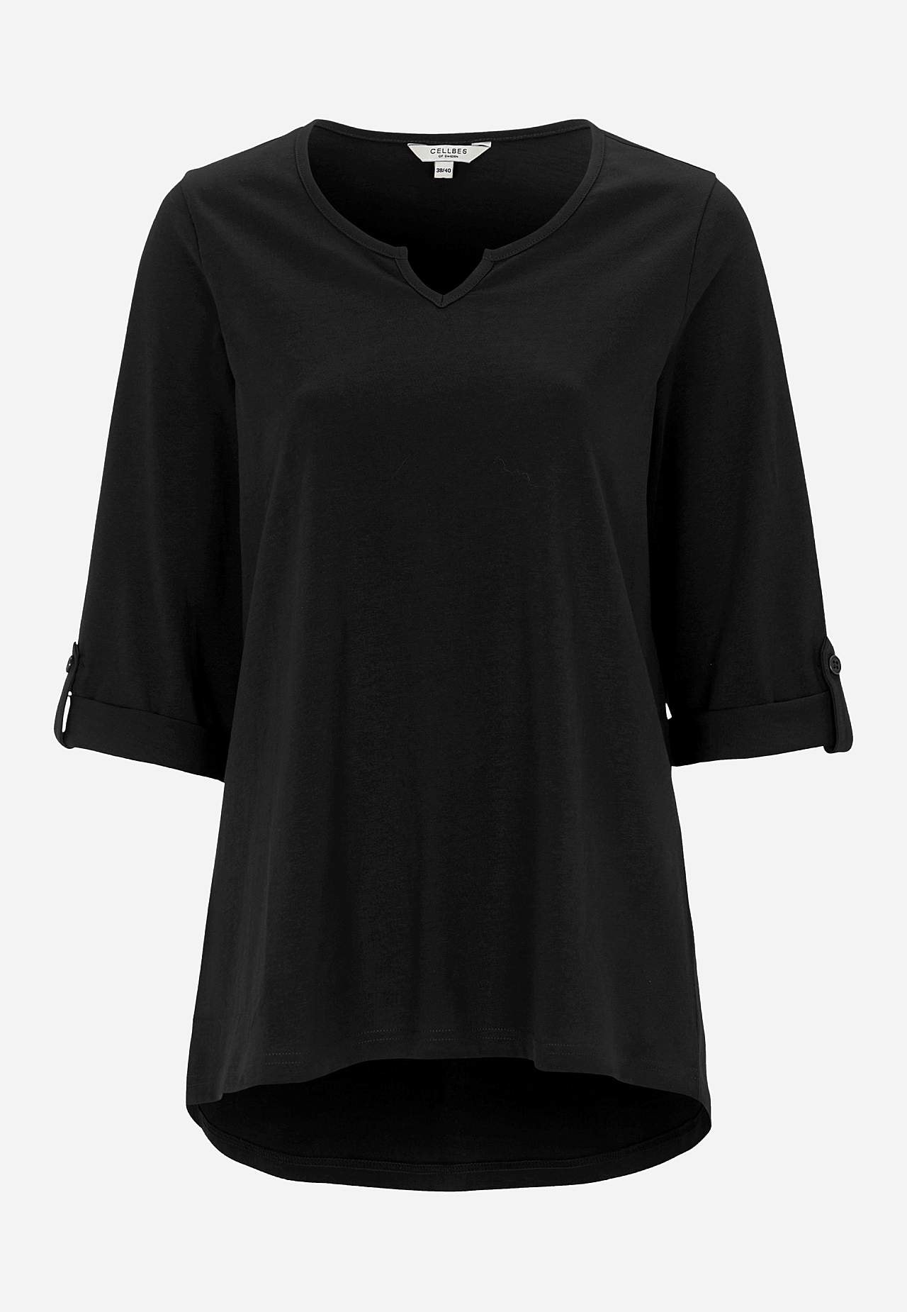 Jerseytopp med 3/4-lange ermer
