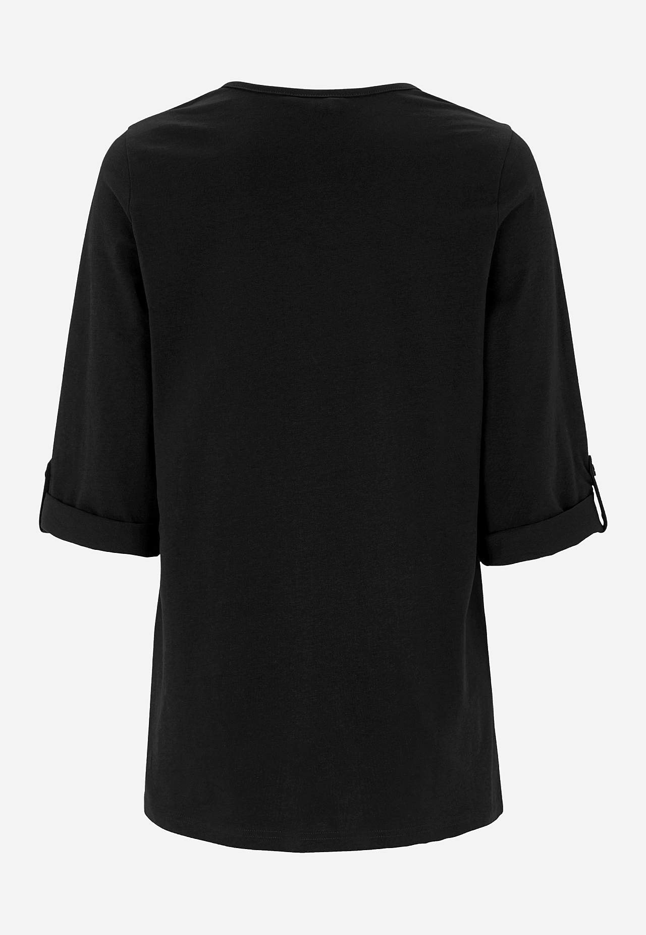 Jerseytopp med 3/4-lange ermer