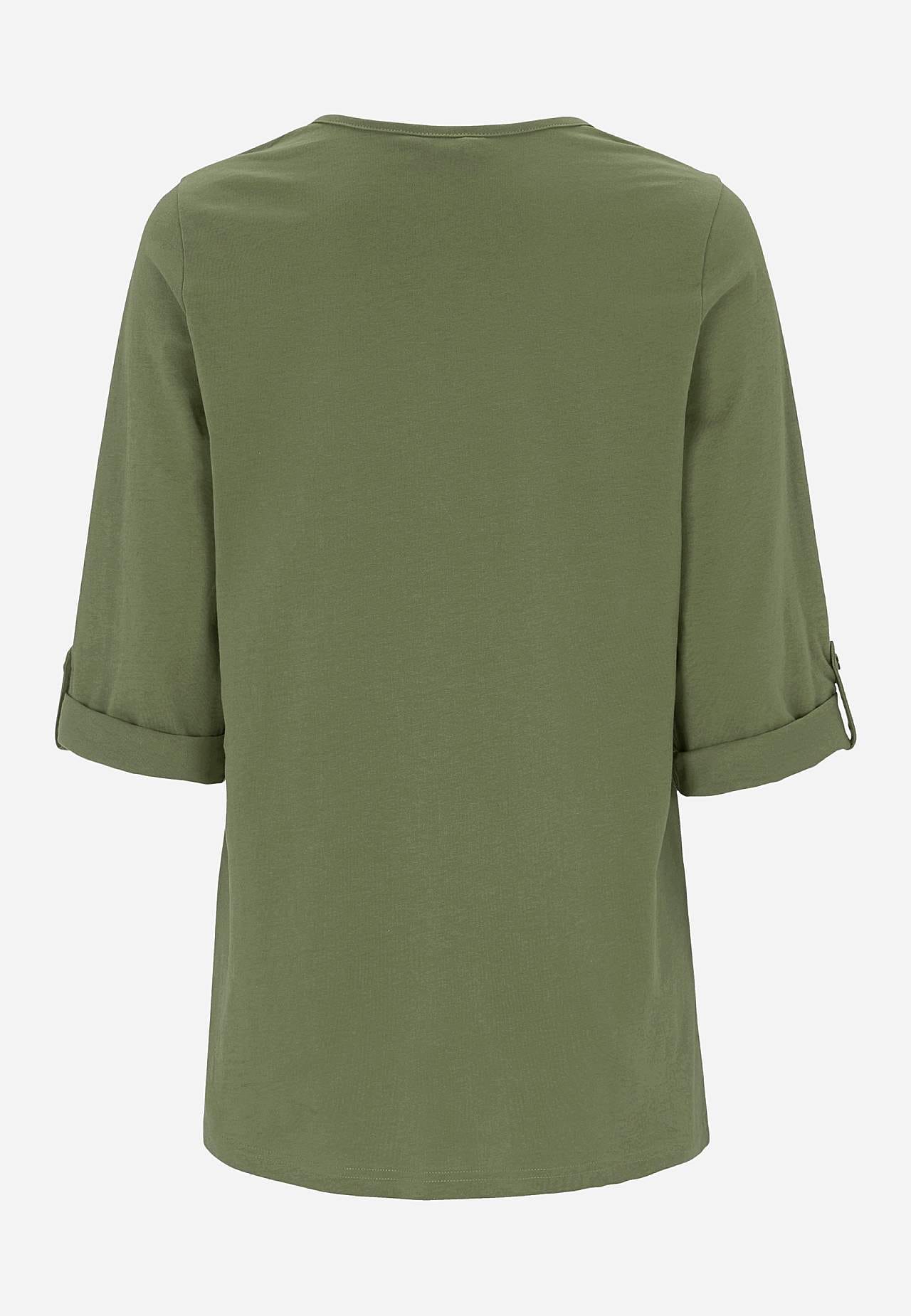 Jerseytopp med 3/4-lange ermer