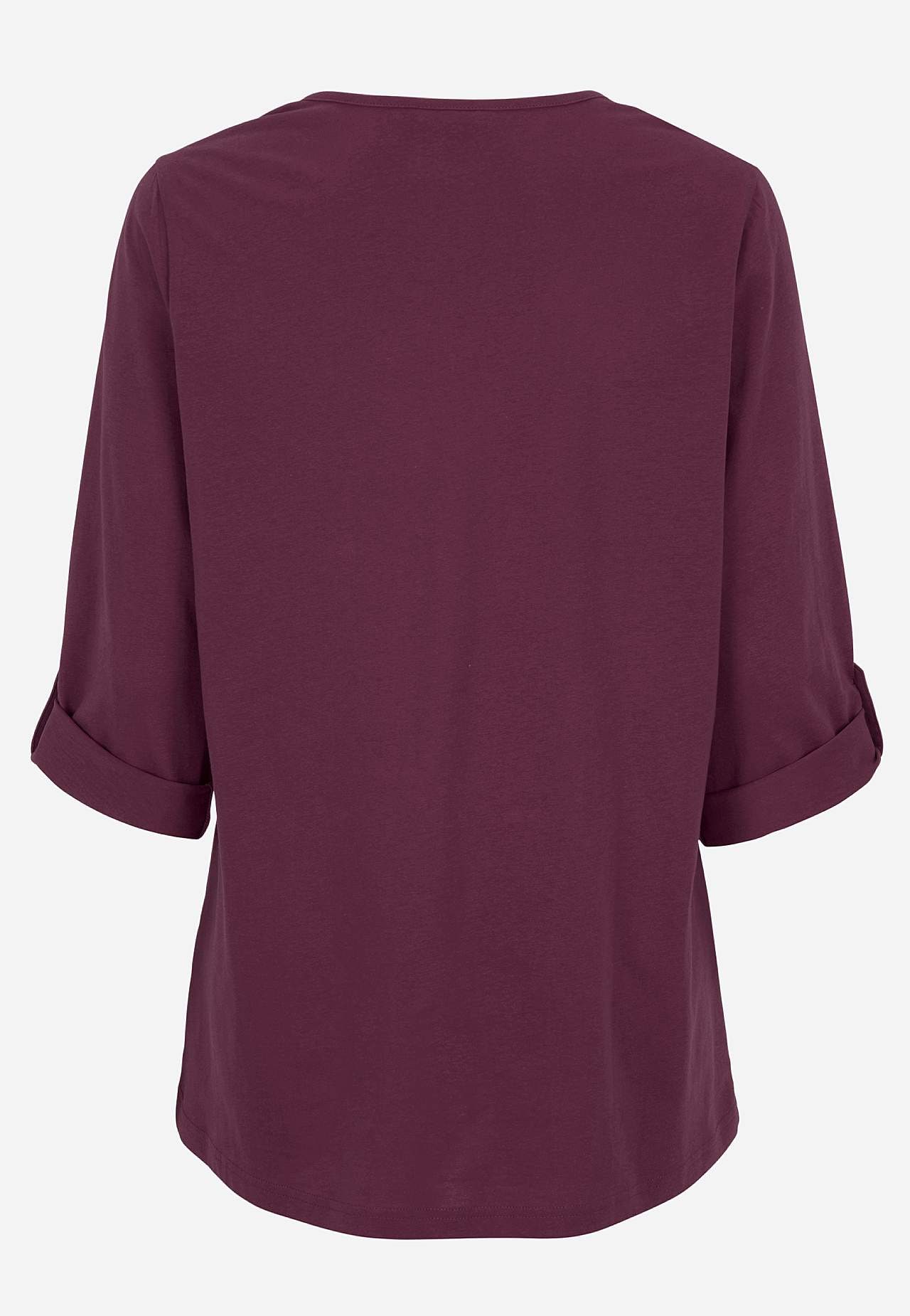 Jerseytopp med 3/4-lange ermer