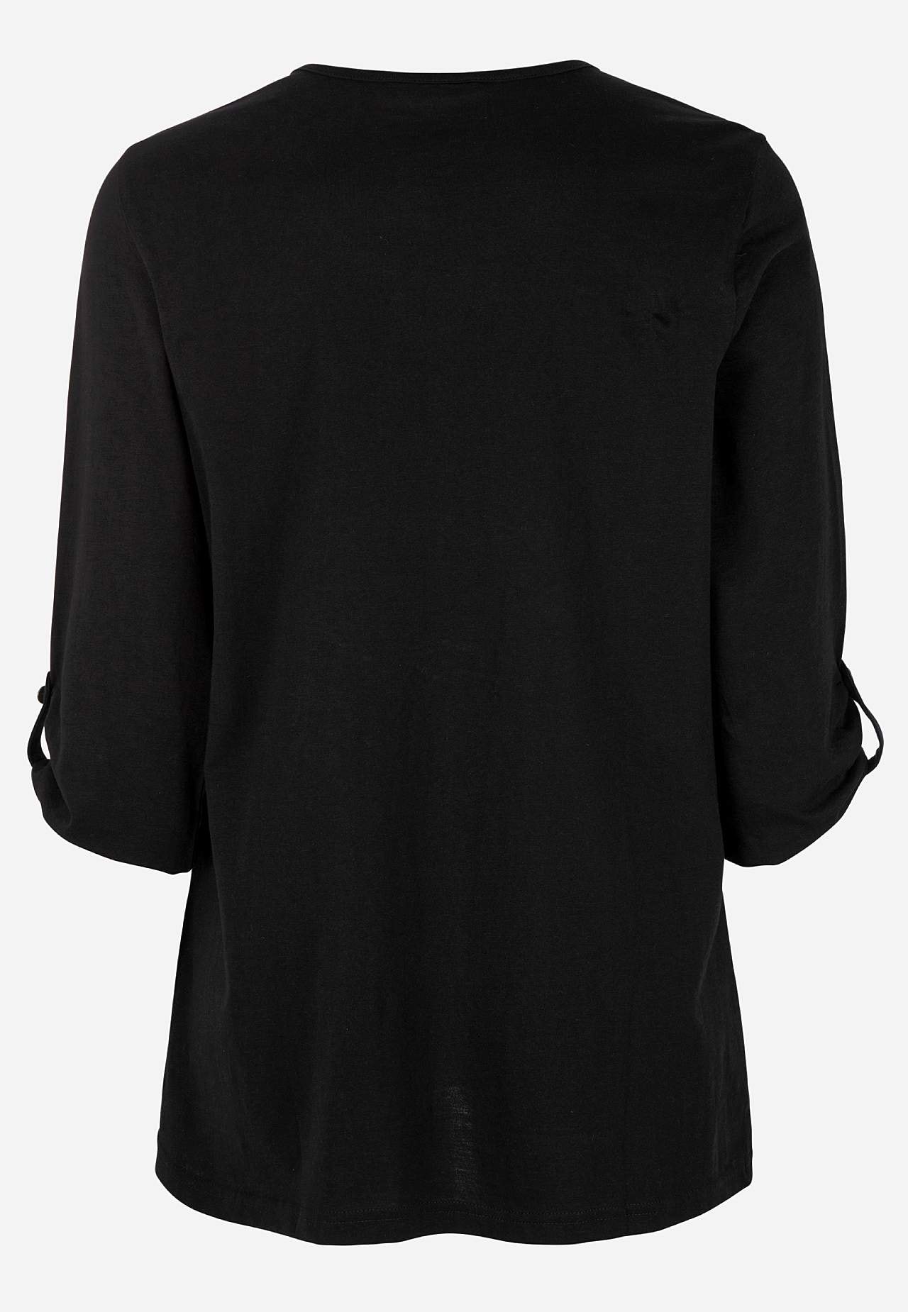 Jerseytopp med 3/4-lange ermer