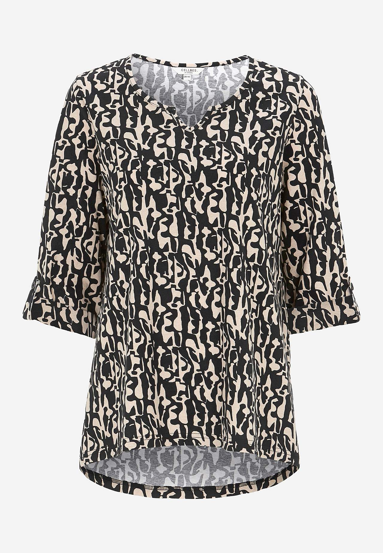 Jerseytopp med 3/4-lange ermer