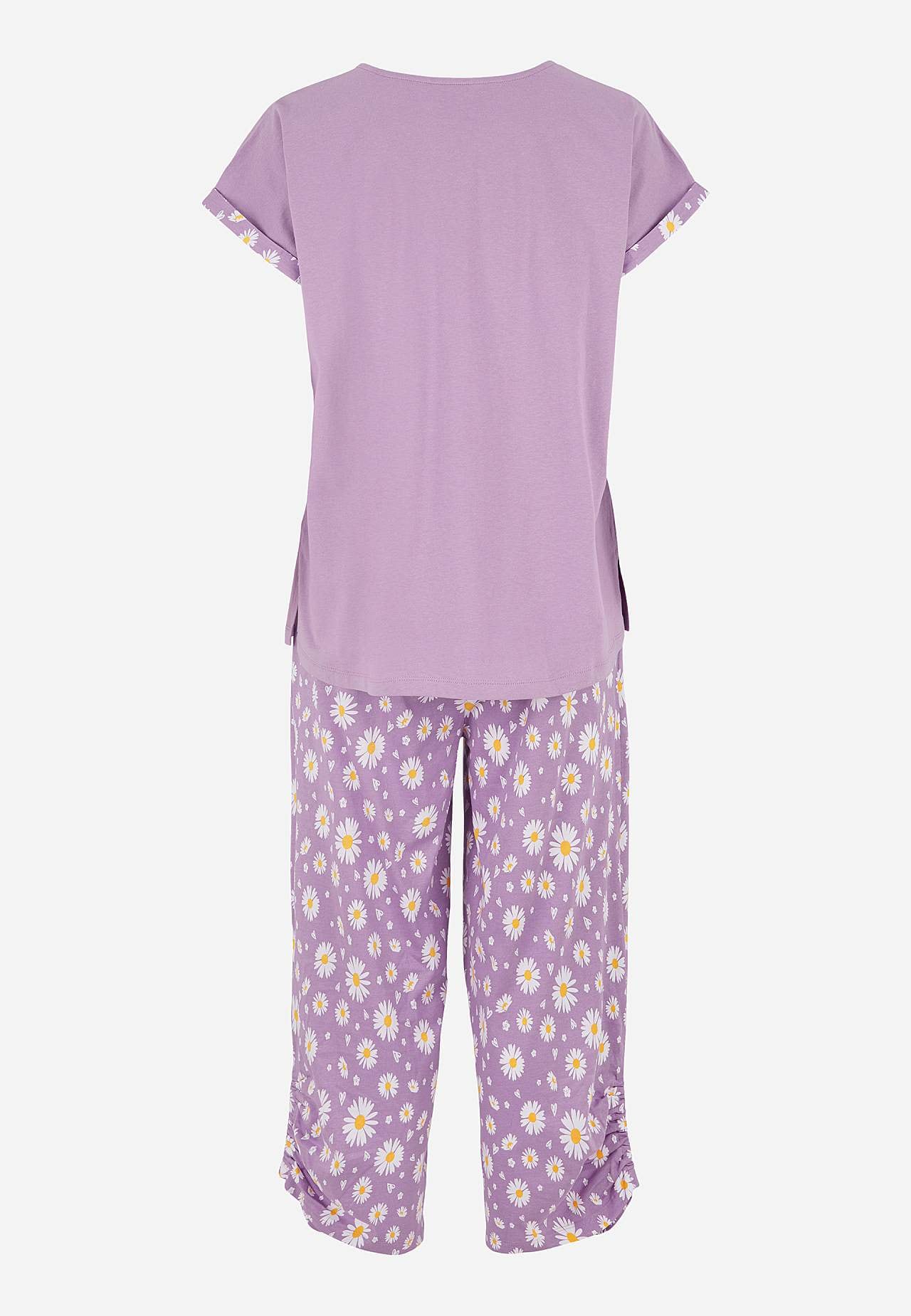 Todelt pyjamas med ensfarget øvre del