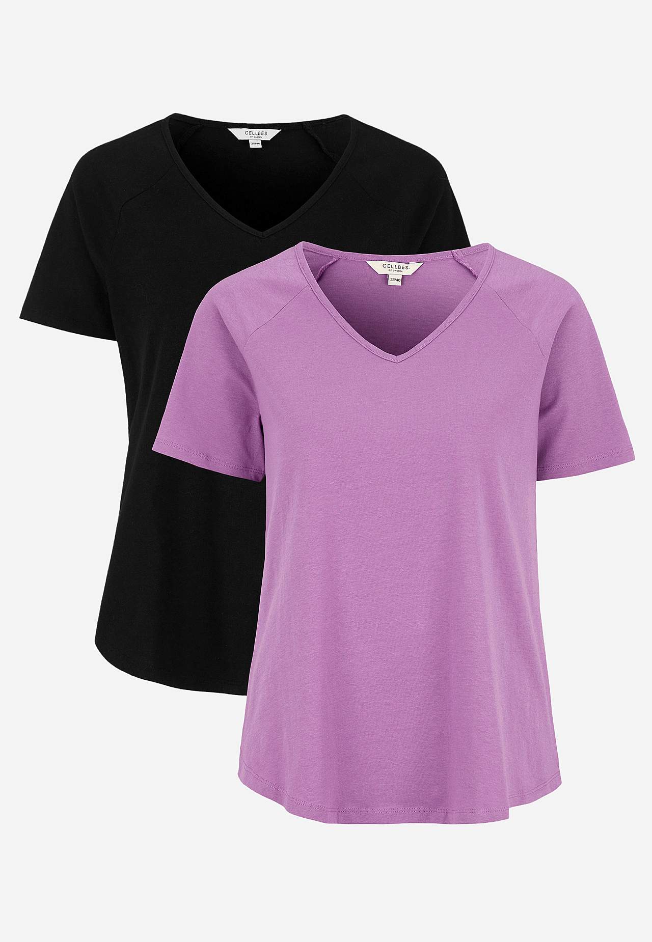 Jerseytopp med raglanerme 2-pack