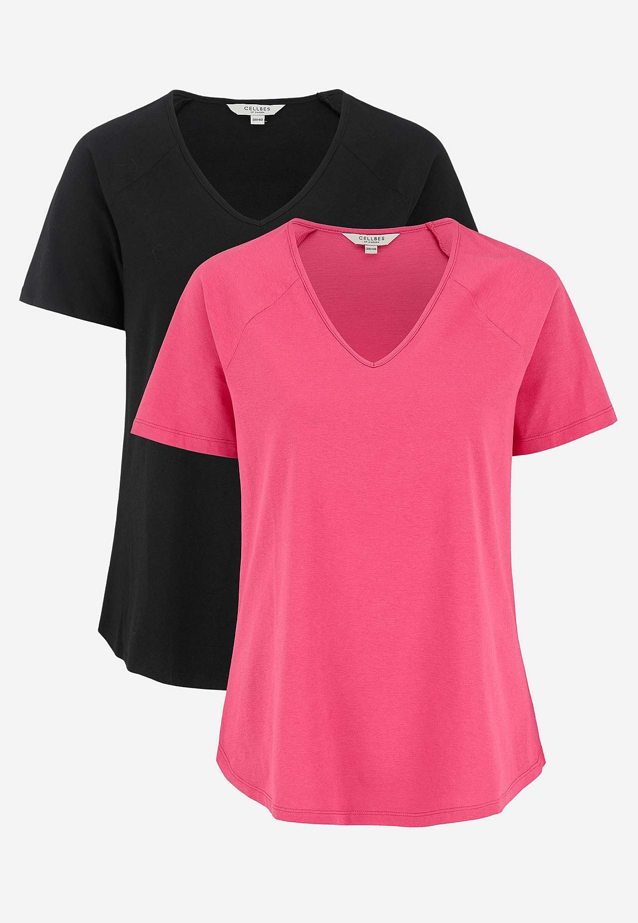 Jerseytopp med raglanerme 2-pack
