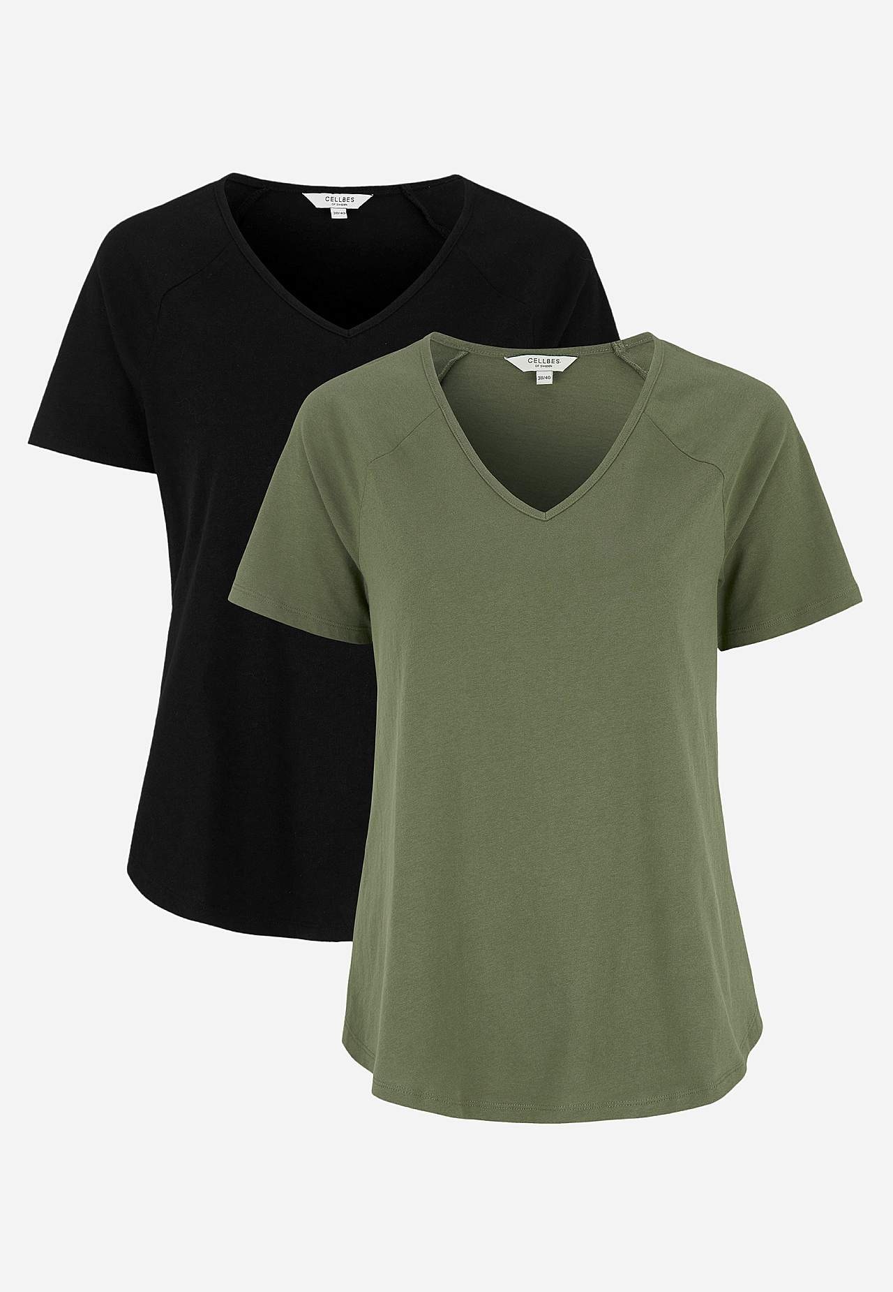 Jerseytopp med raglanerme 2-pack