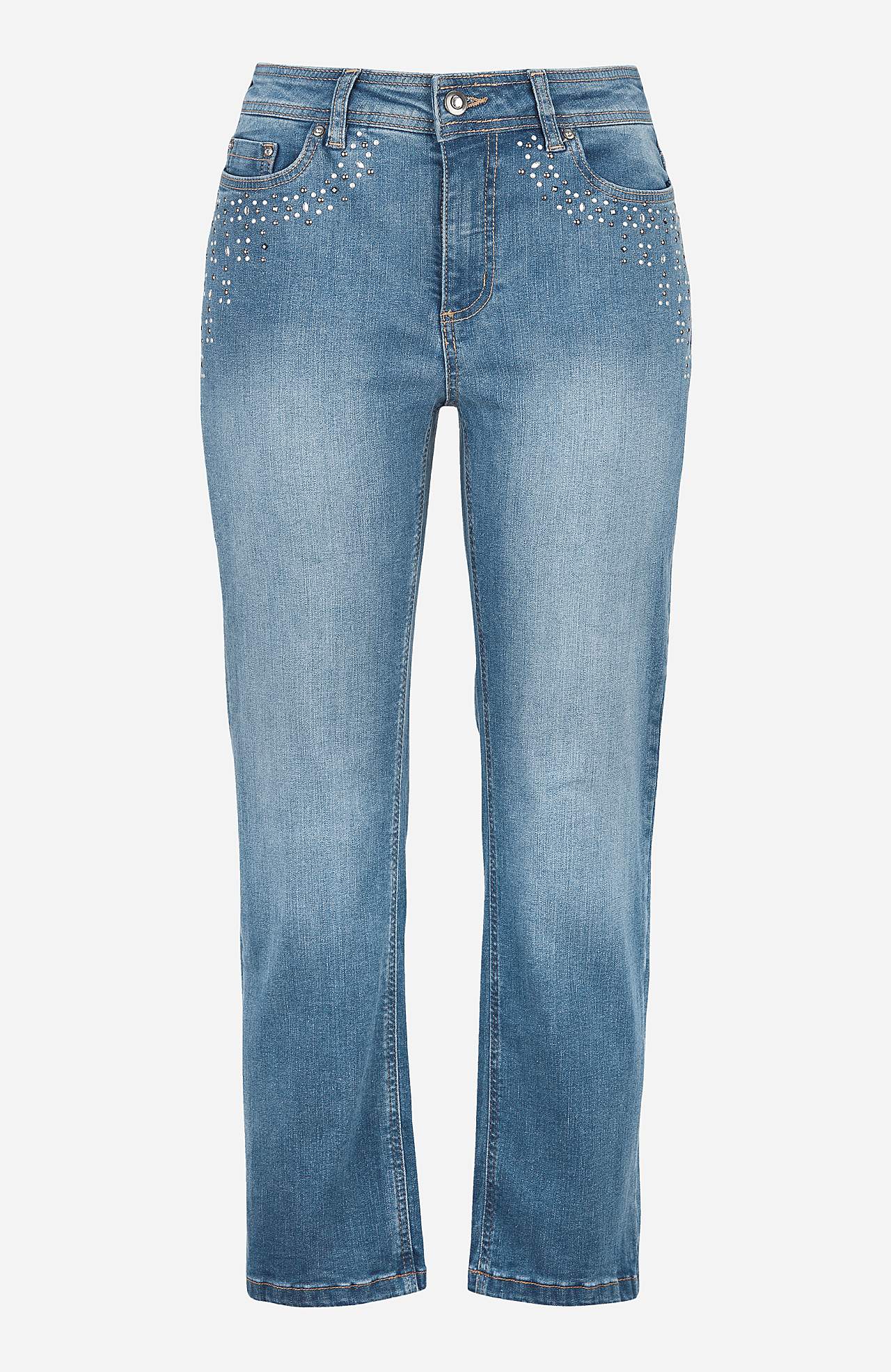 Ankeljeans med perler og strass