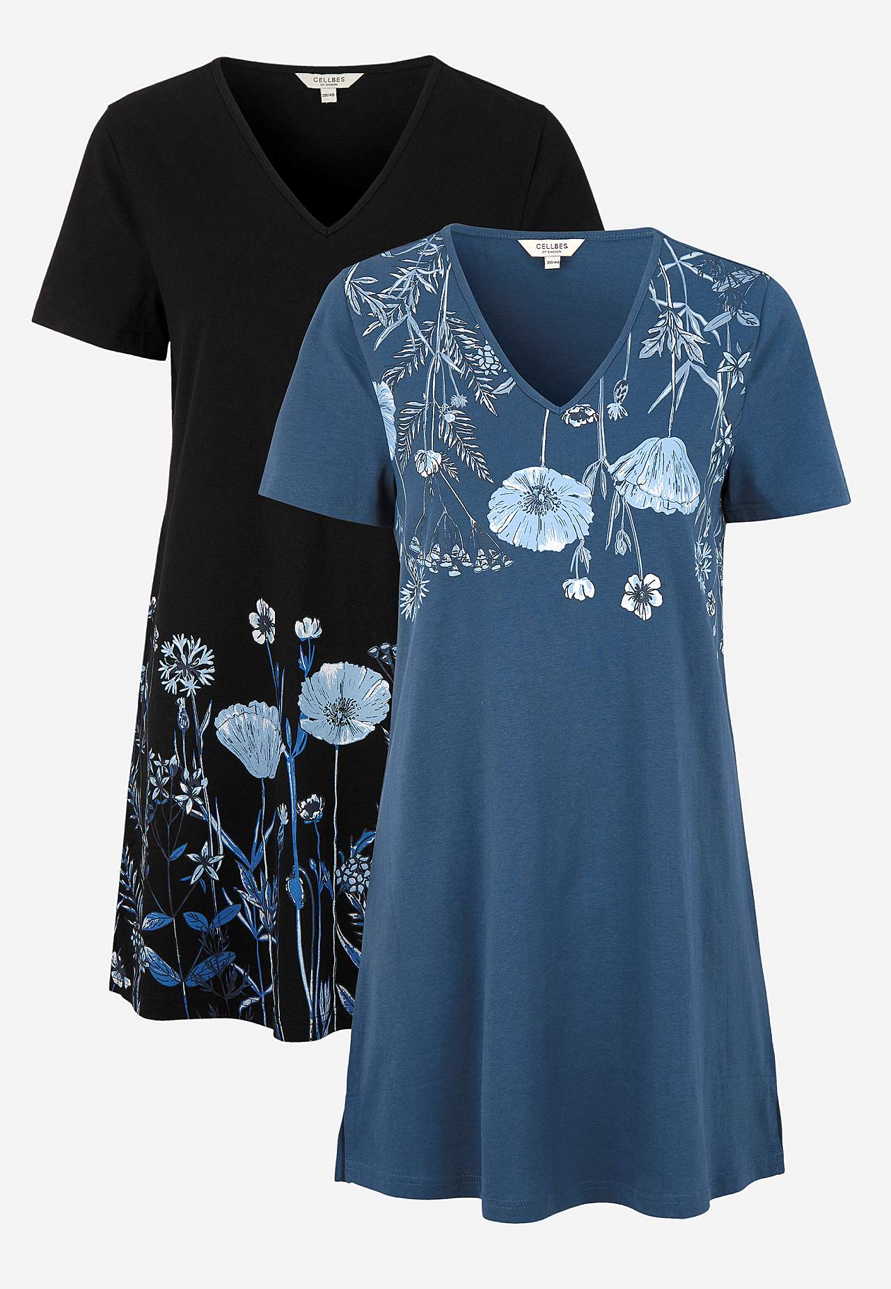 Mønstrede jerseytunikaer Barbro 2-pack