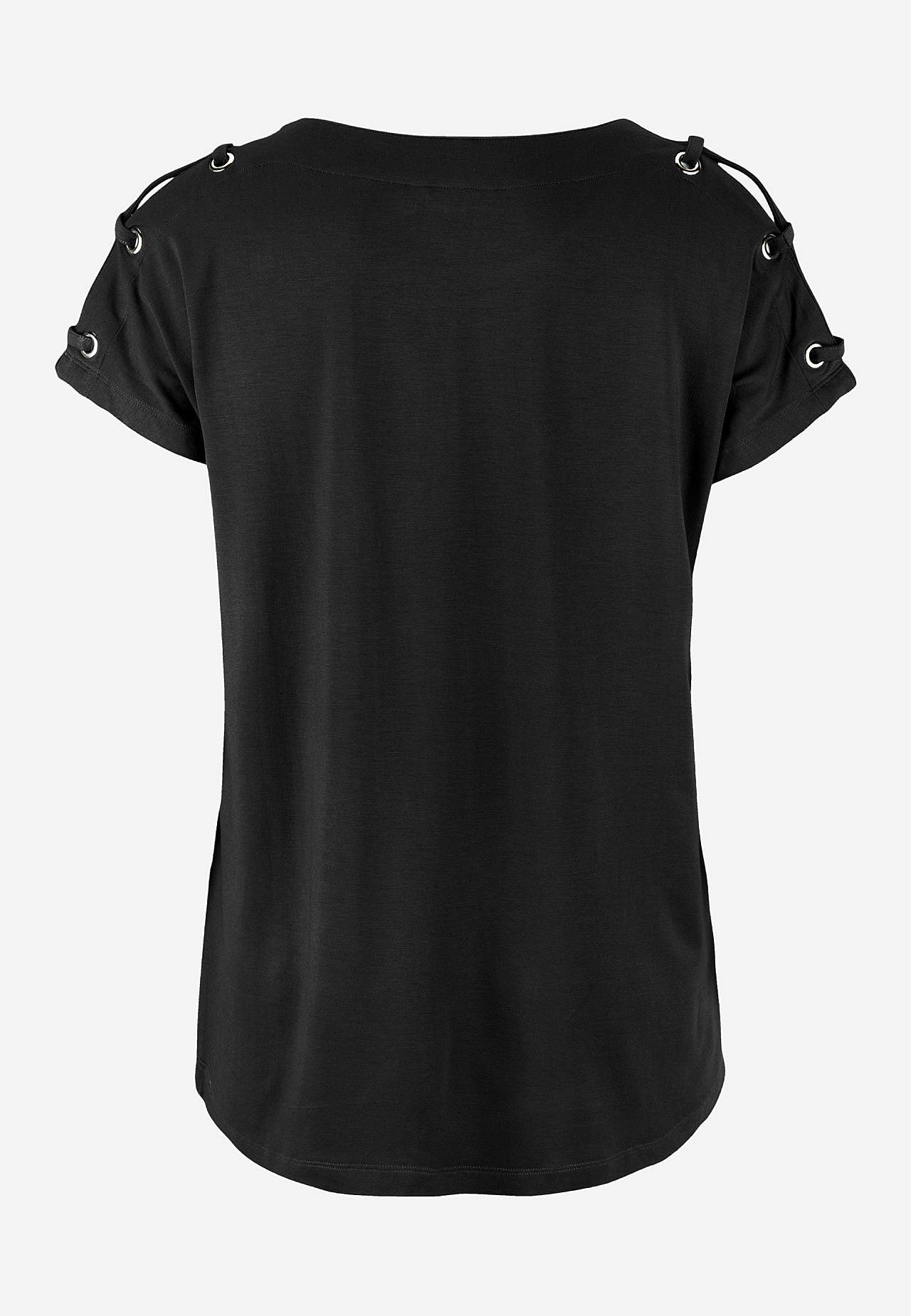 Jerseytopp med dekor på skulderen