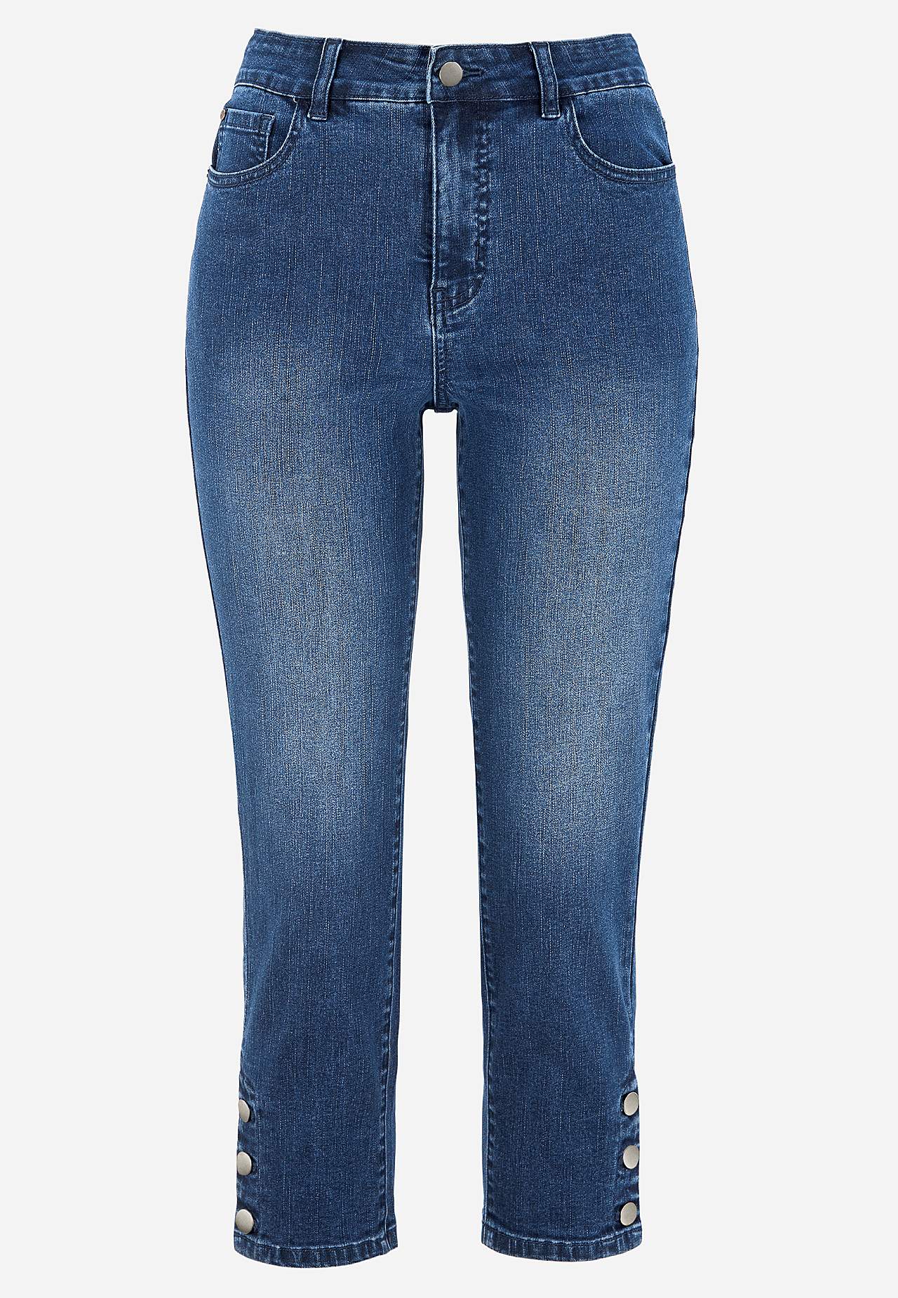 Caprijeans med design med fem lommer