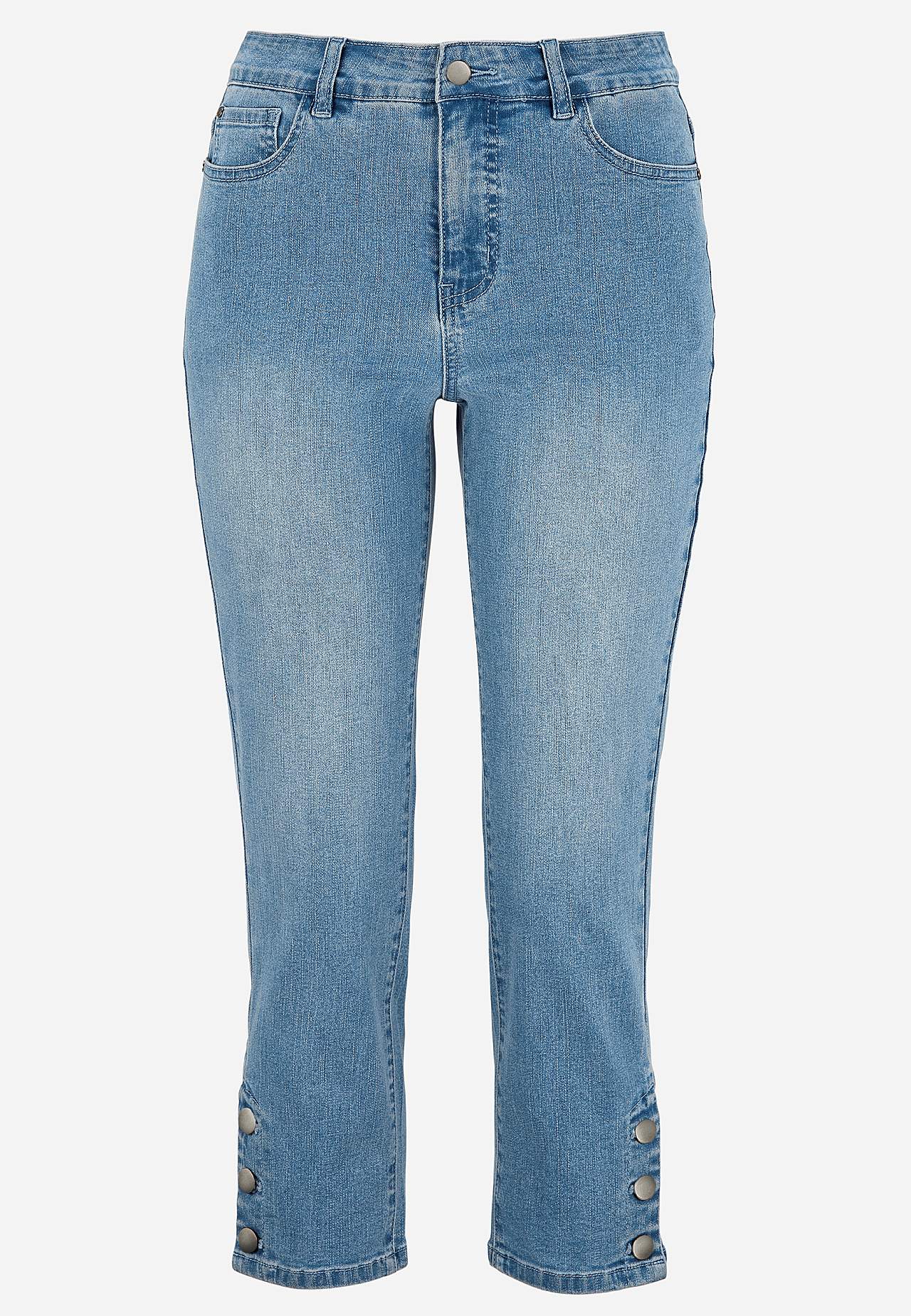 Caprijeans med design med fem lommer