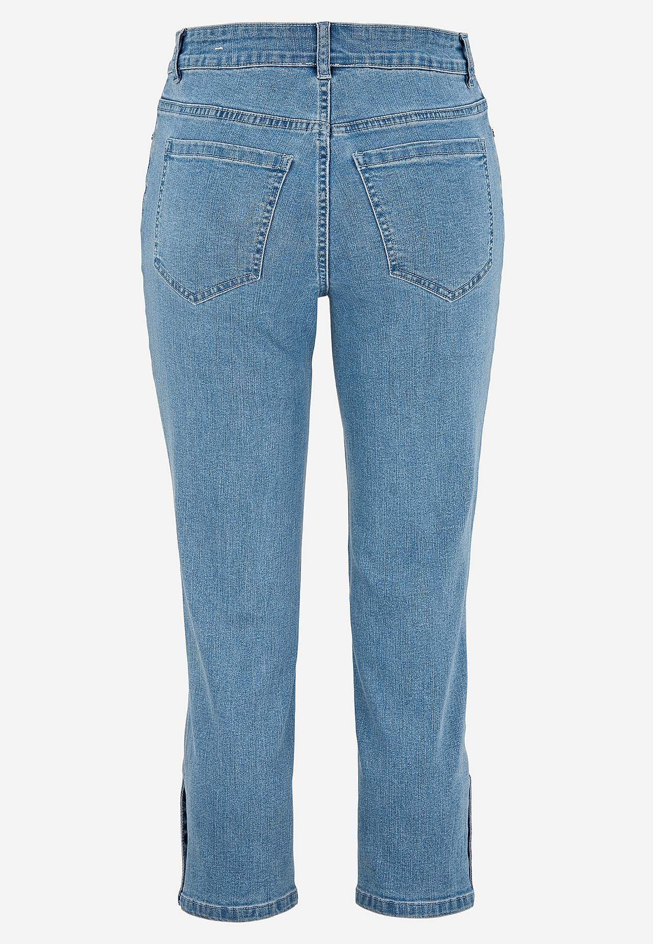 Caprijeans med design med fem lommer