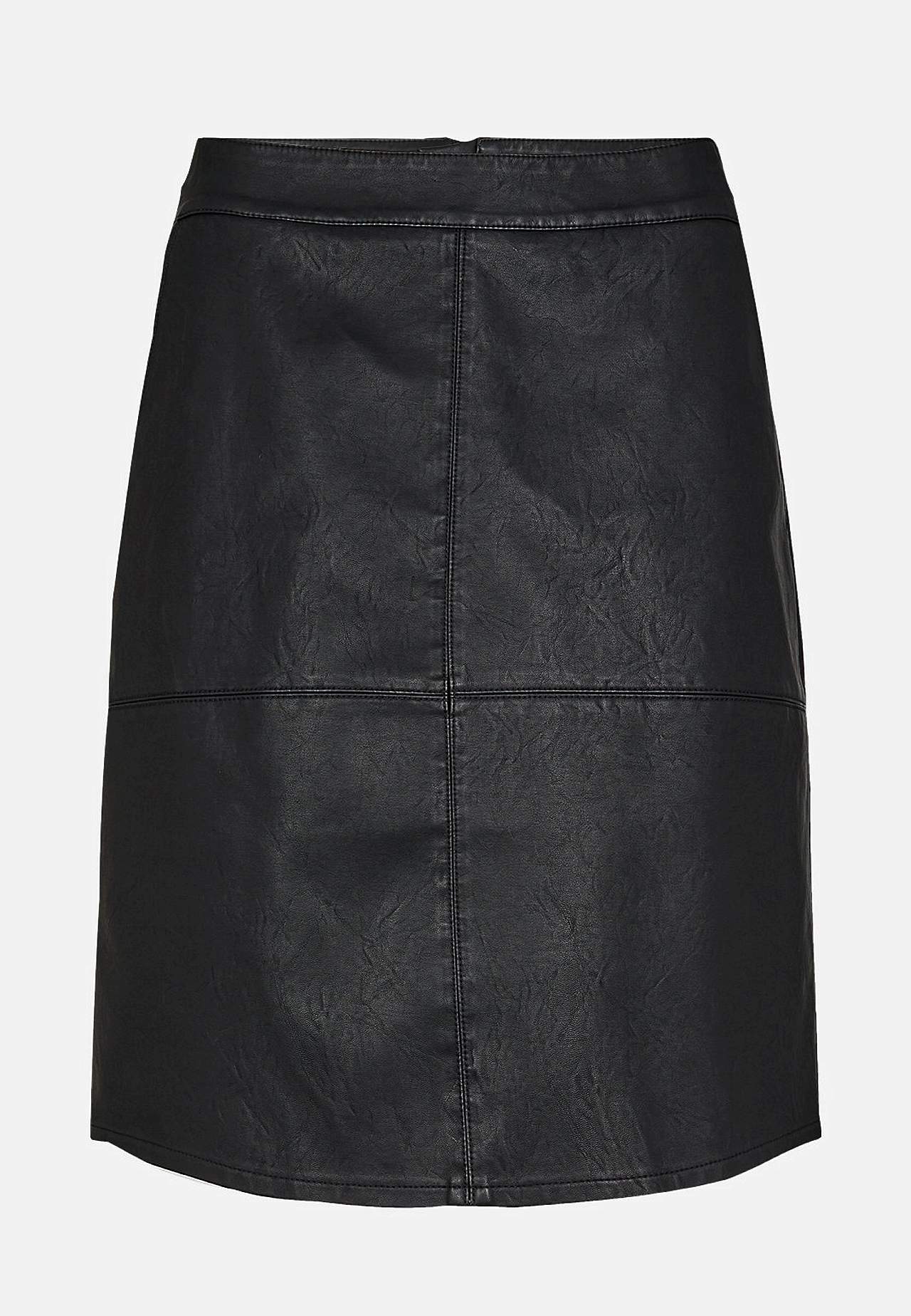 Skjørt med lommer og skinnimitasjon