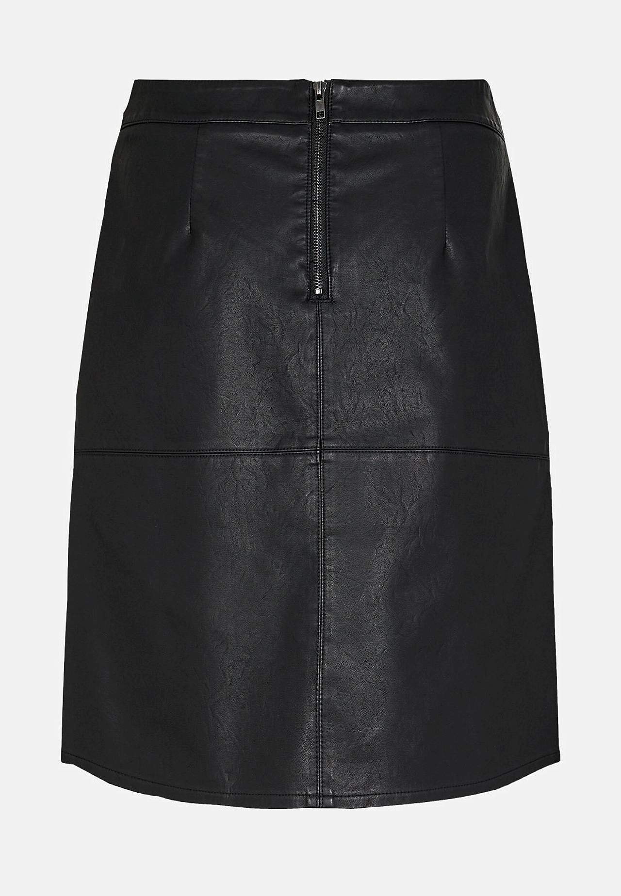 Skjørt med lommer og skinnimitasjon