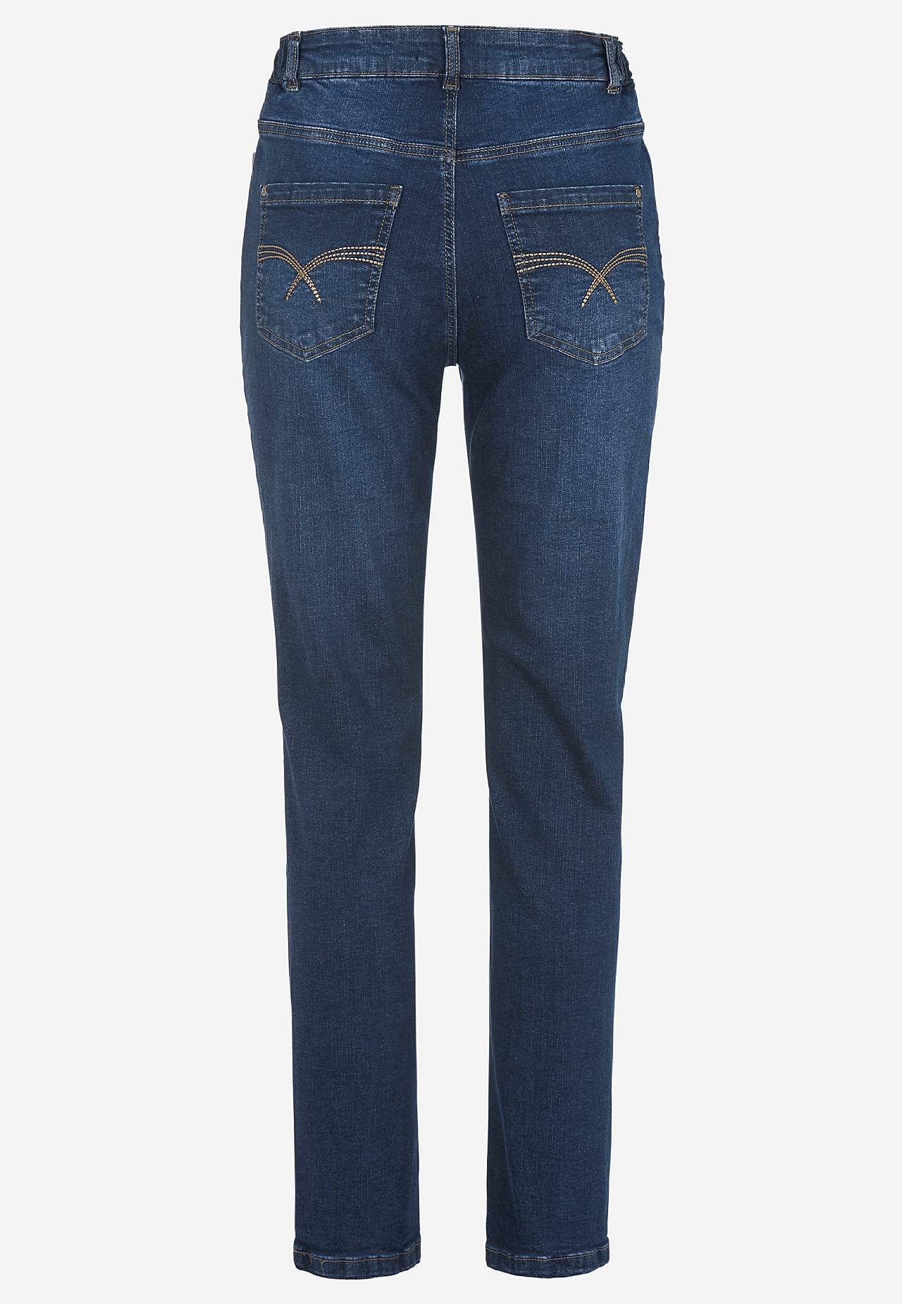 Jeans med strikk i sidene