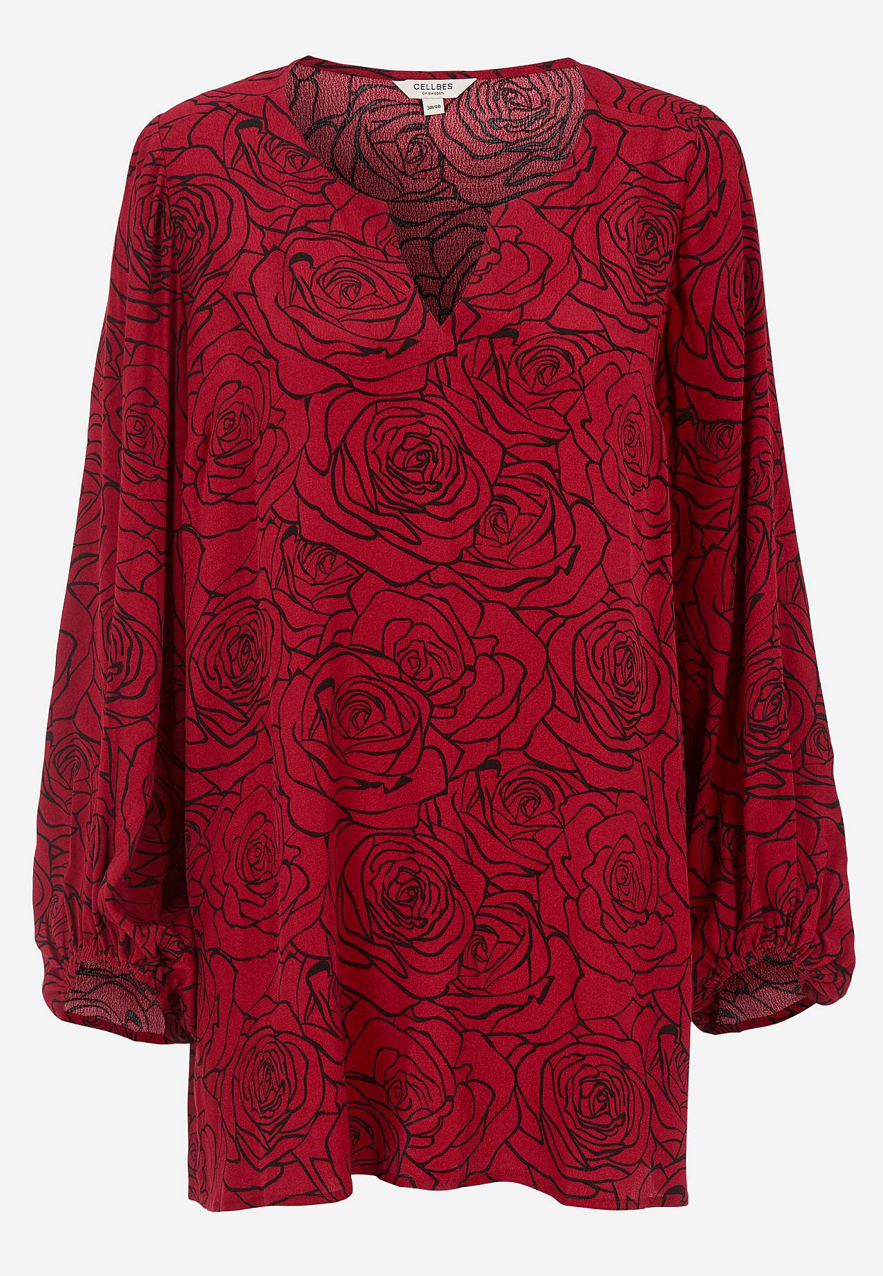 Bluse i viskose med et blomstermønster