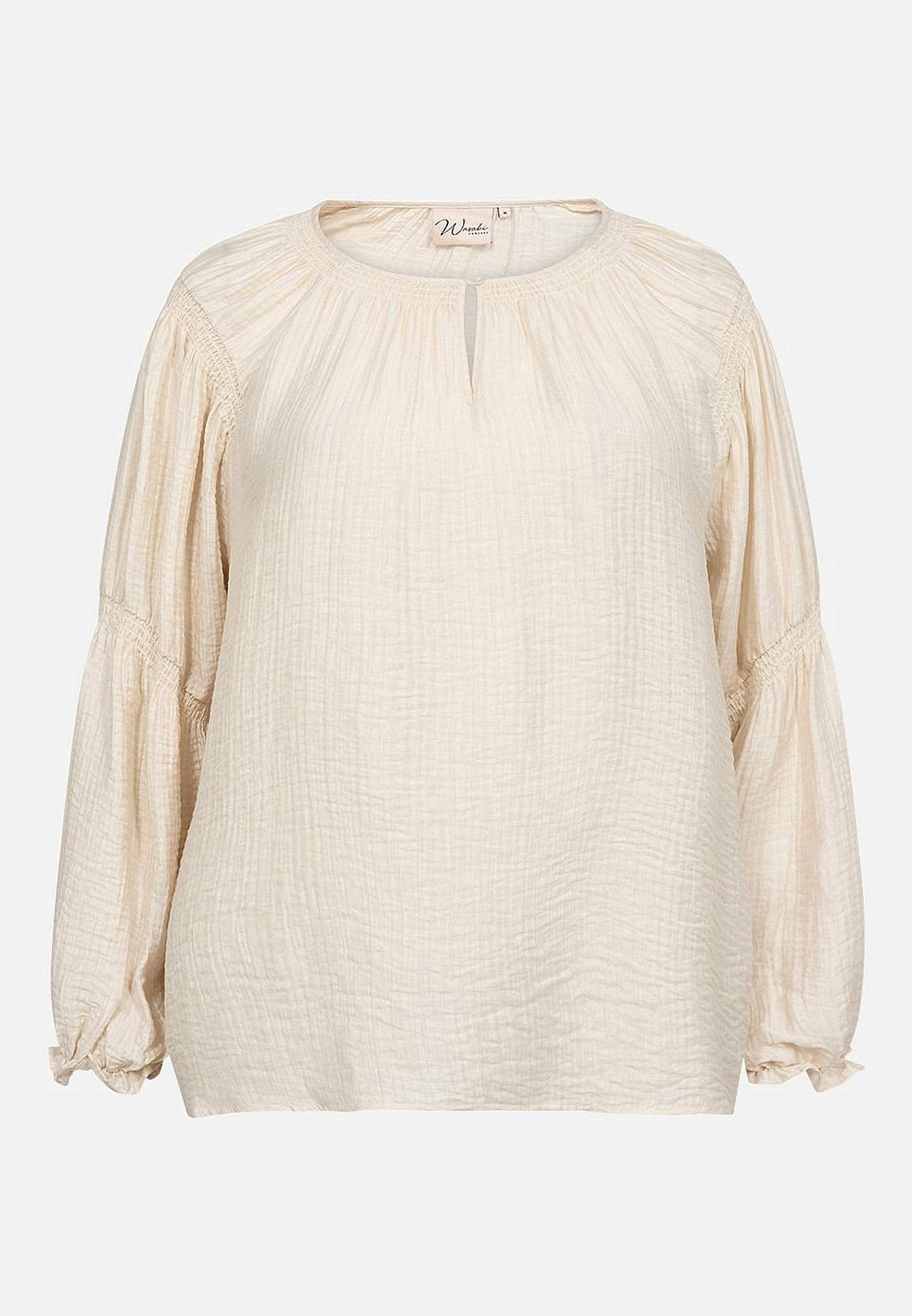 Vevet bluse med vaffelsøm