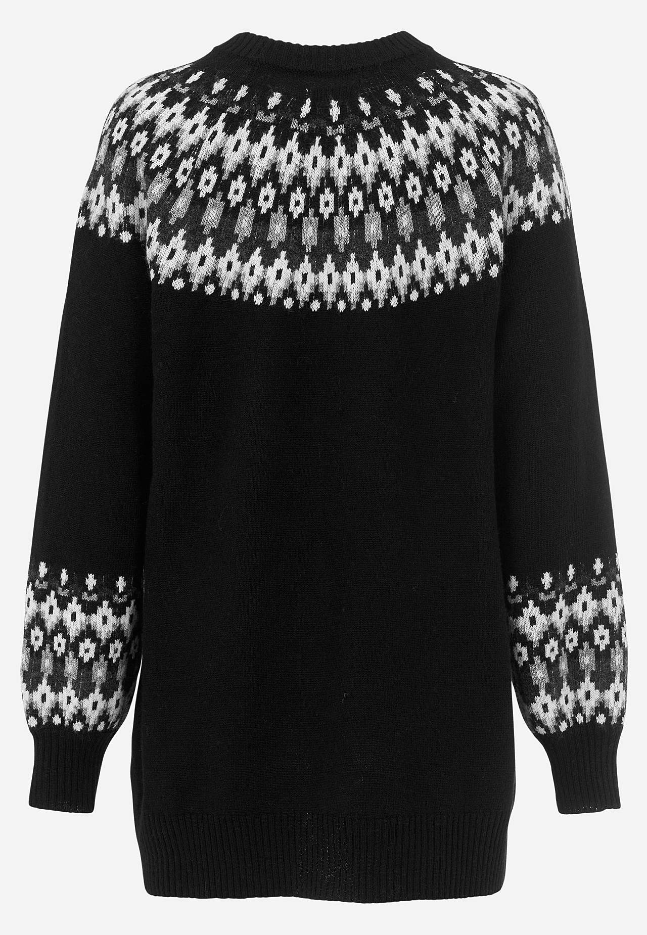 Strikket, jacquard-mønster genser