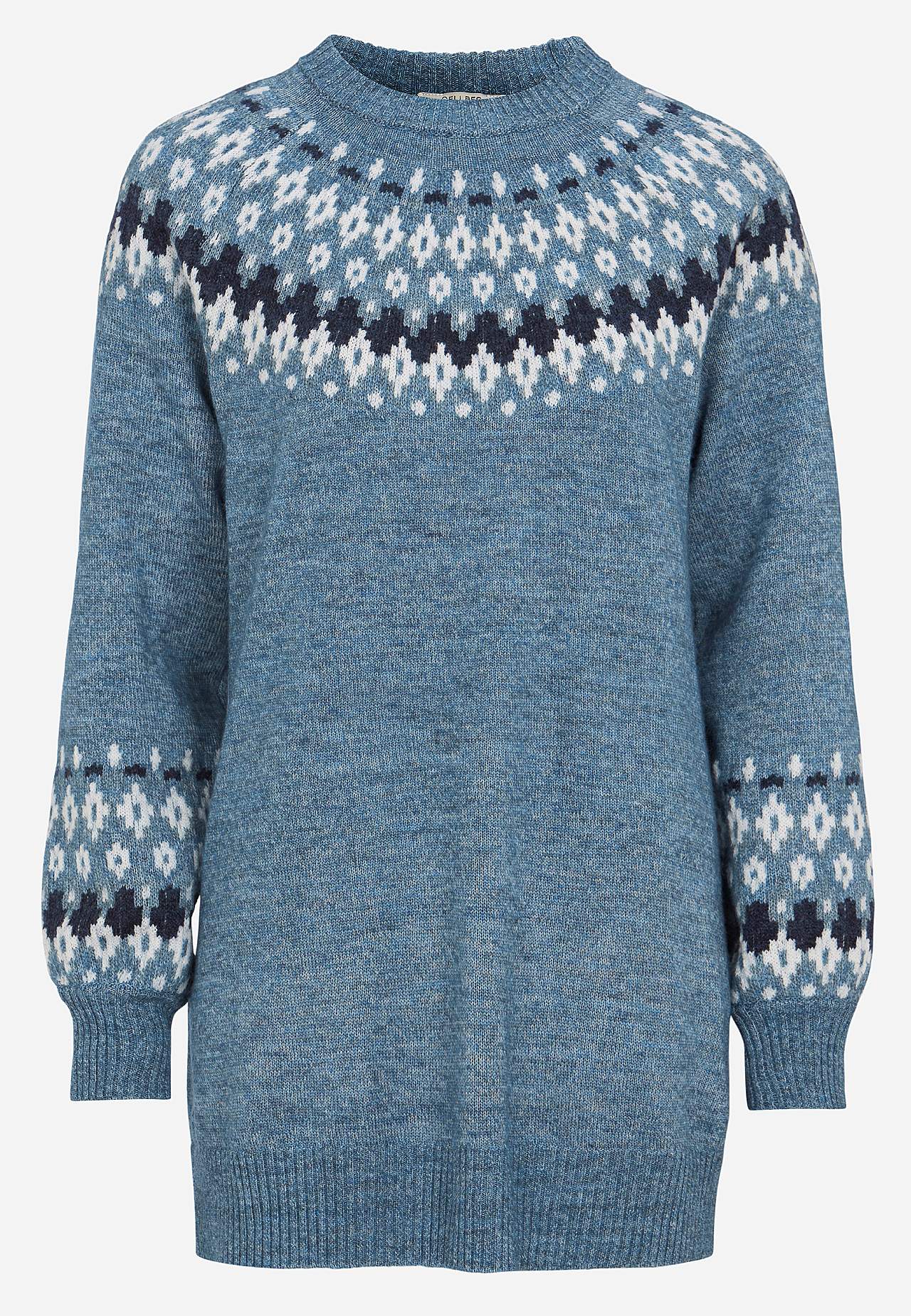 Strikket, jacquard-mønster genser