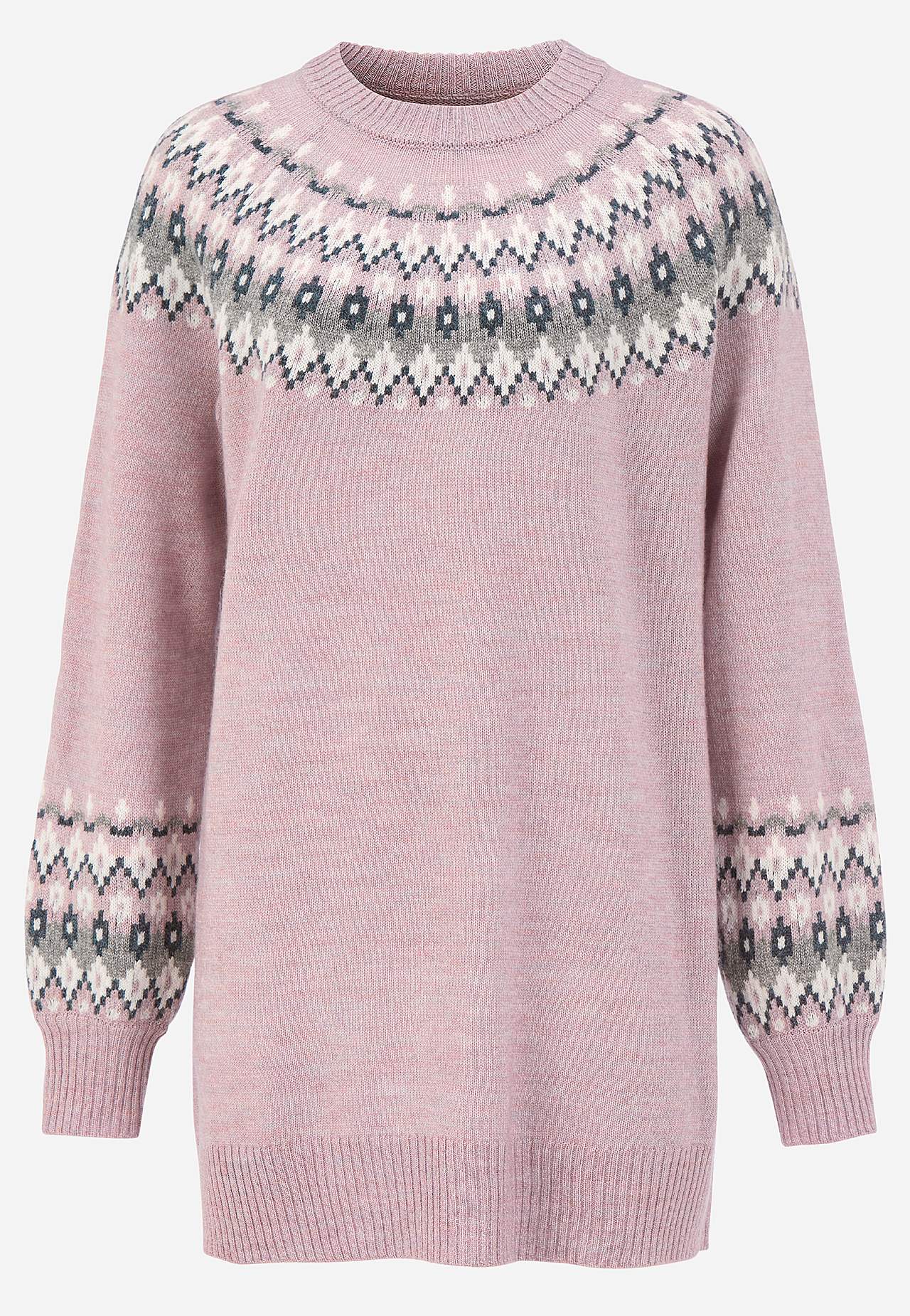 Strikket, jacquard-mønster genser