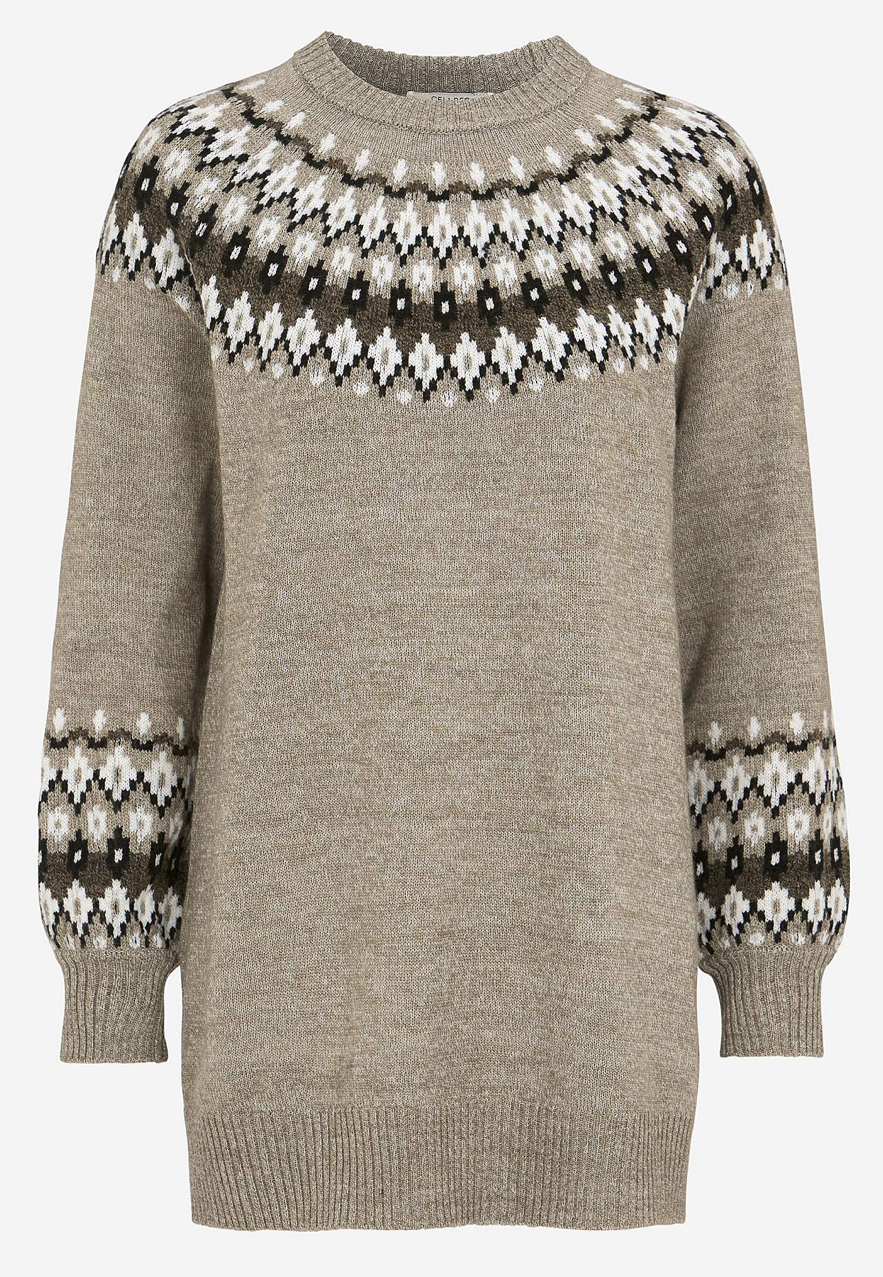 Strikket, jacquard-mønster genser