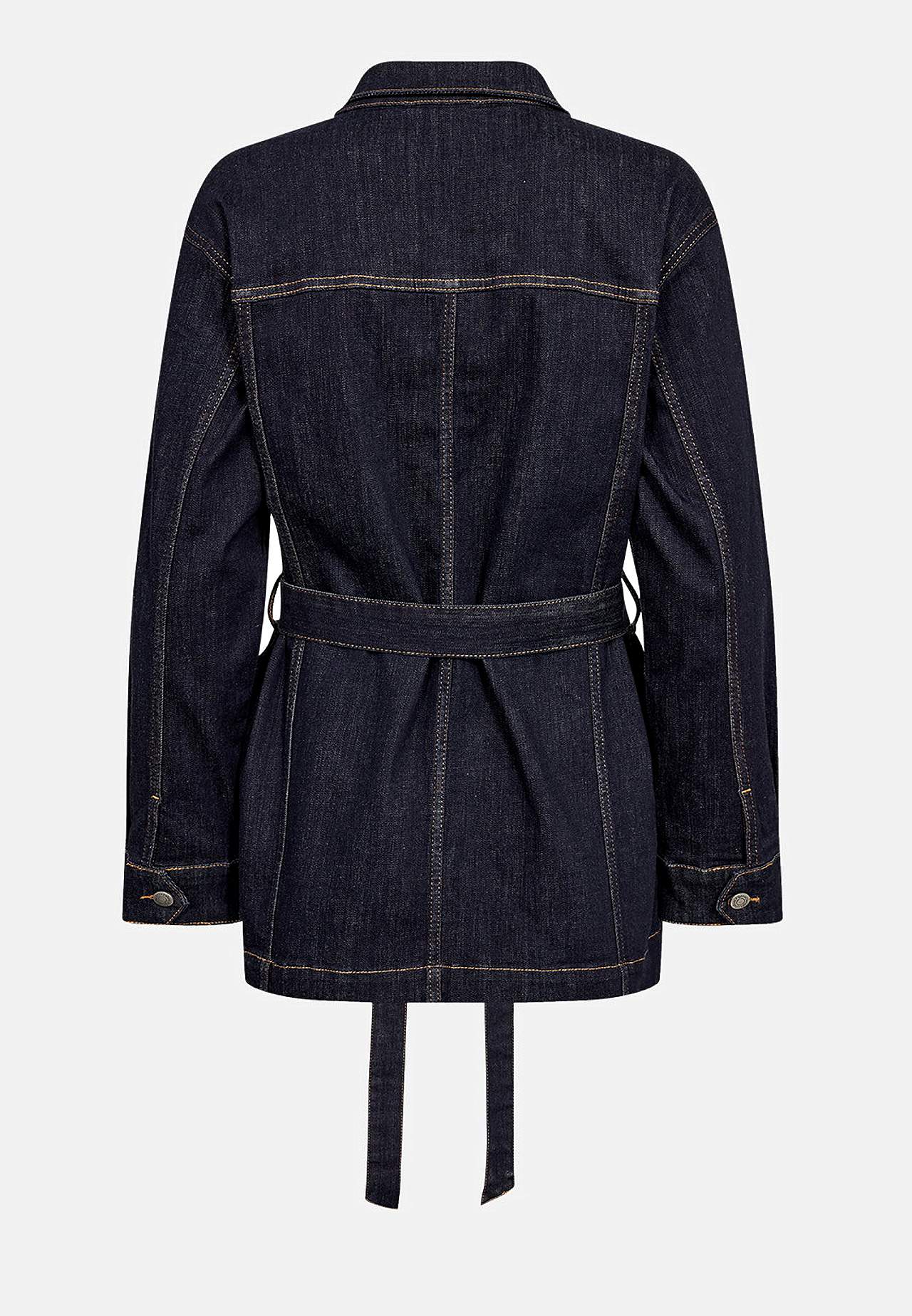 Lang denimjakke med knytebånd