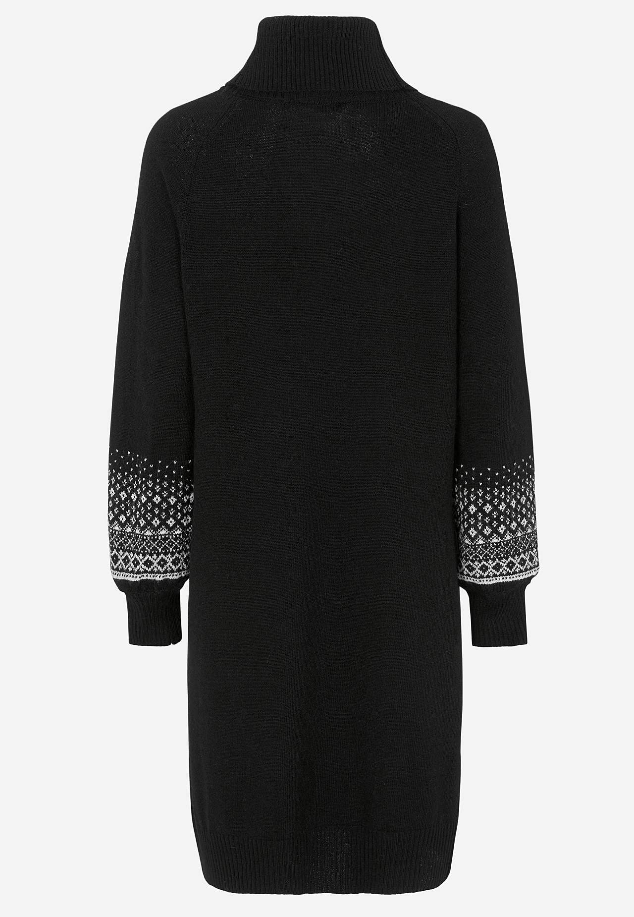 Strikket kjole med jacquard- mønstrede ermer