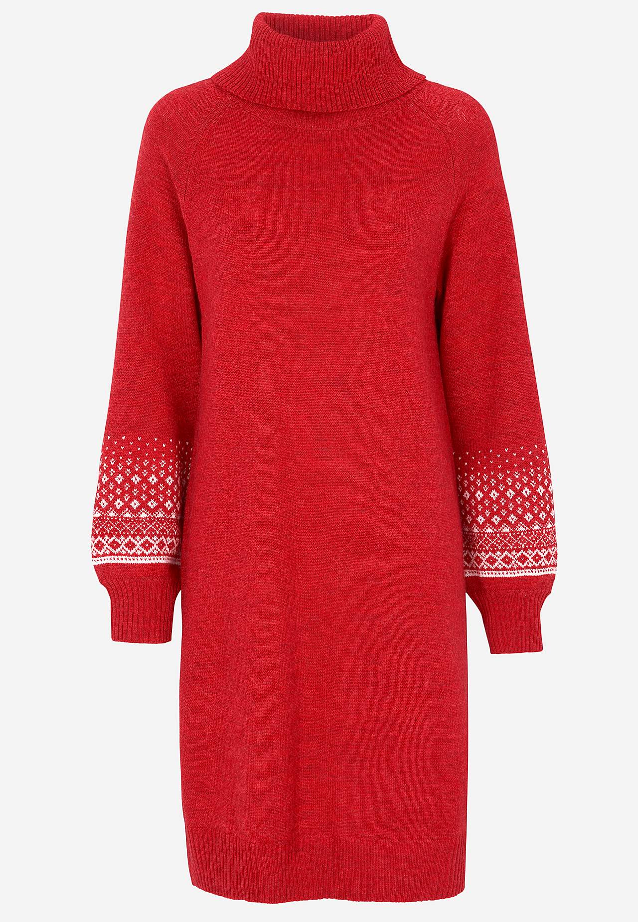 Strikket kjole med jacquard- mønstrede ermer