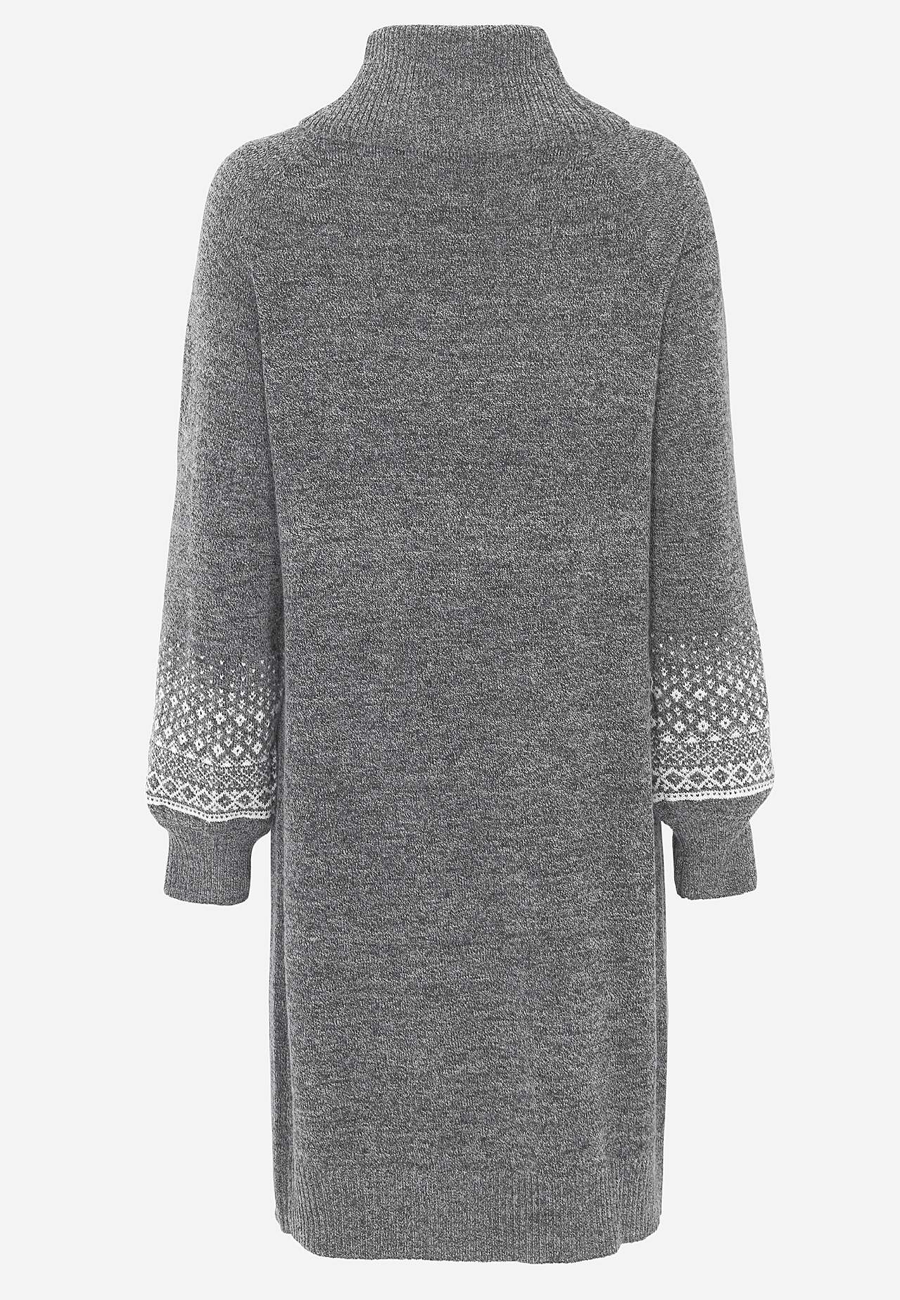 Strikket kjole med jacquard- mønstrede ermer
