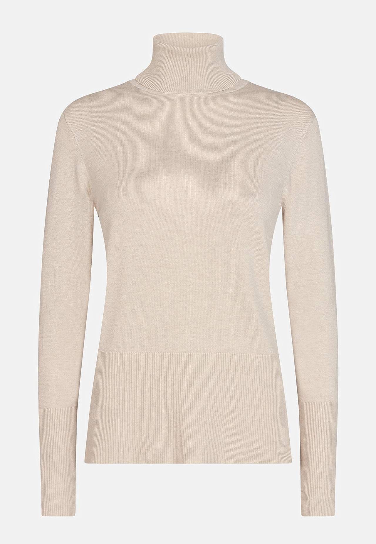 Finstrikket genser med høy pologenser