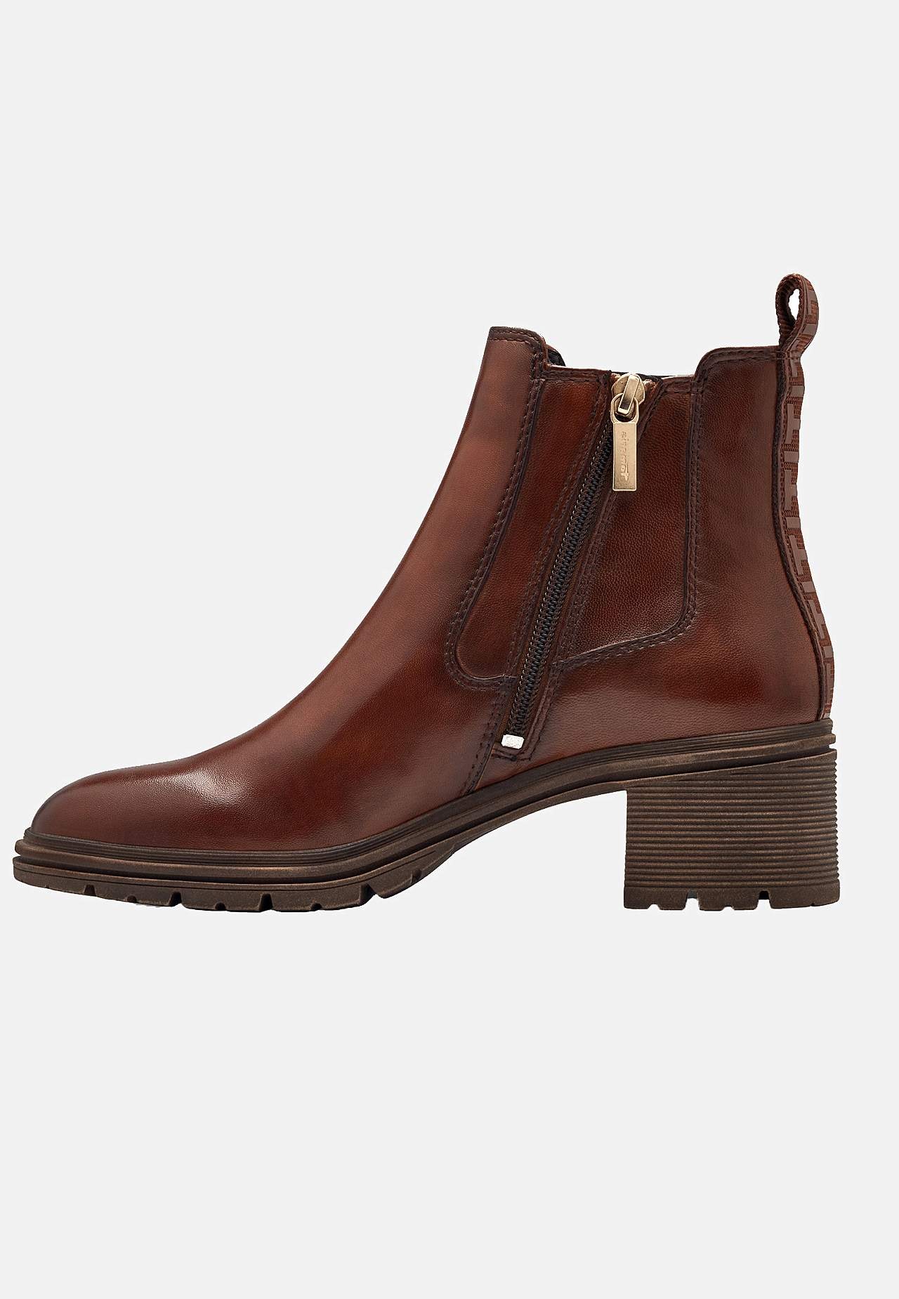 Lærstøvel med glidelås