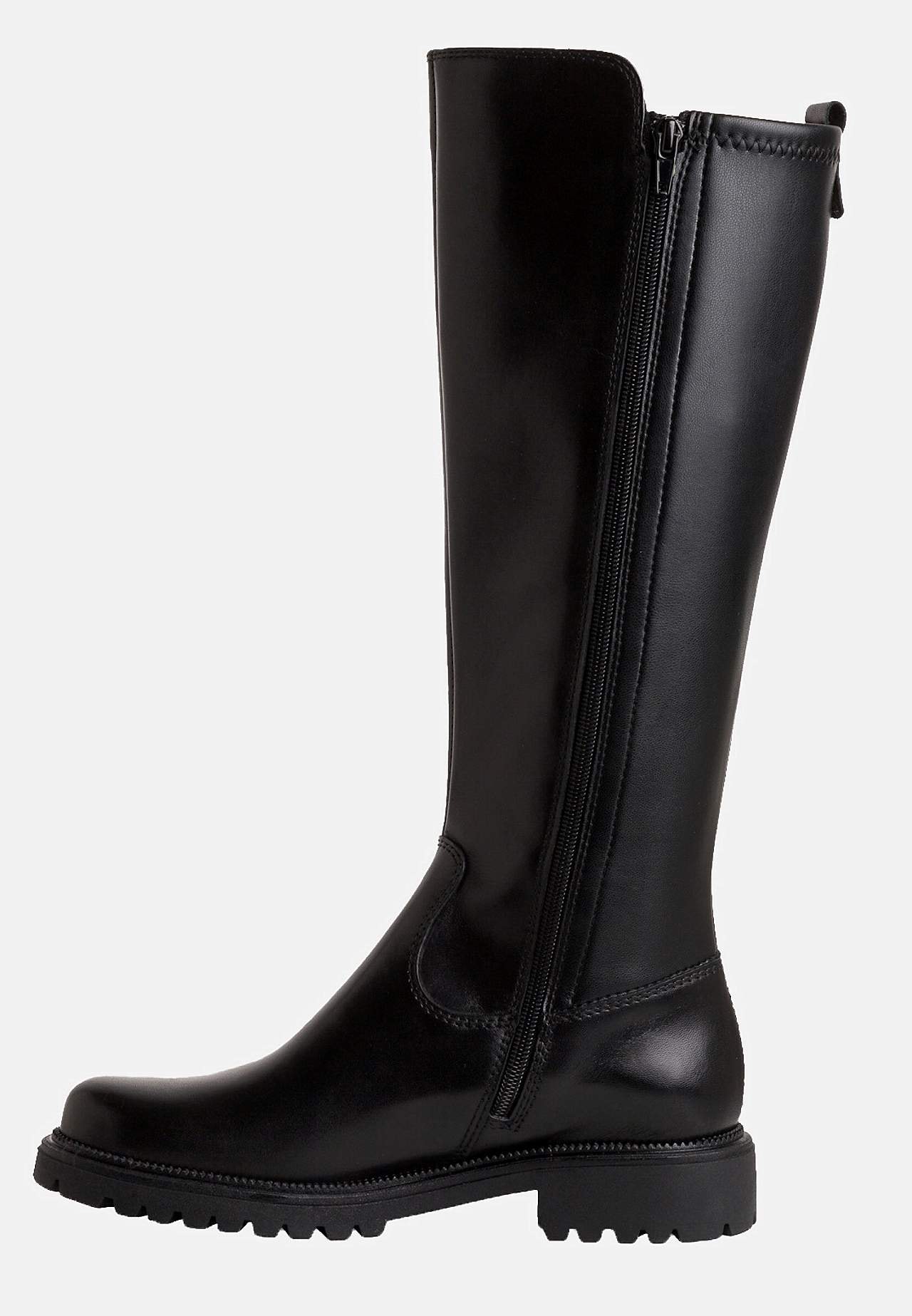 Lærstøvel med bred skaftvidde