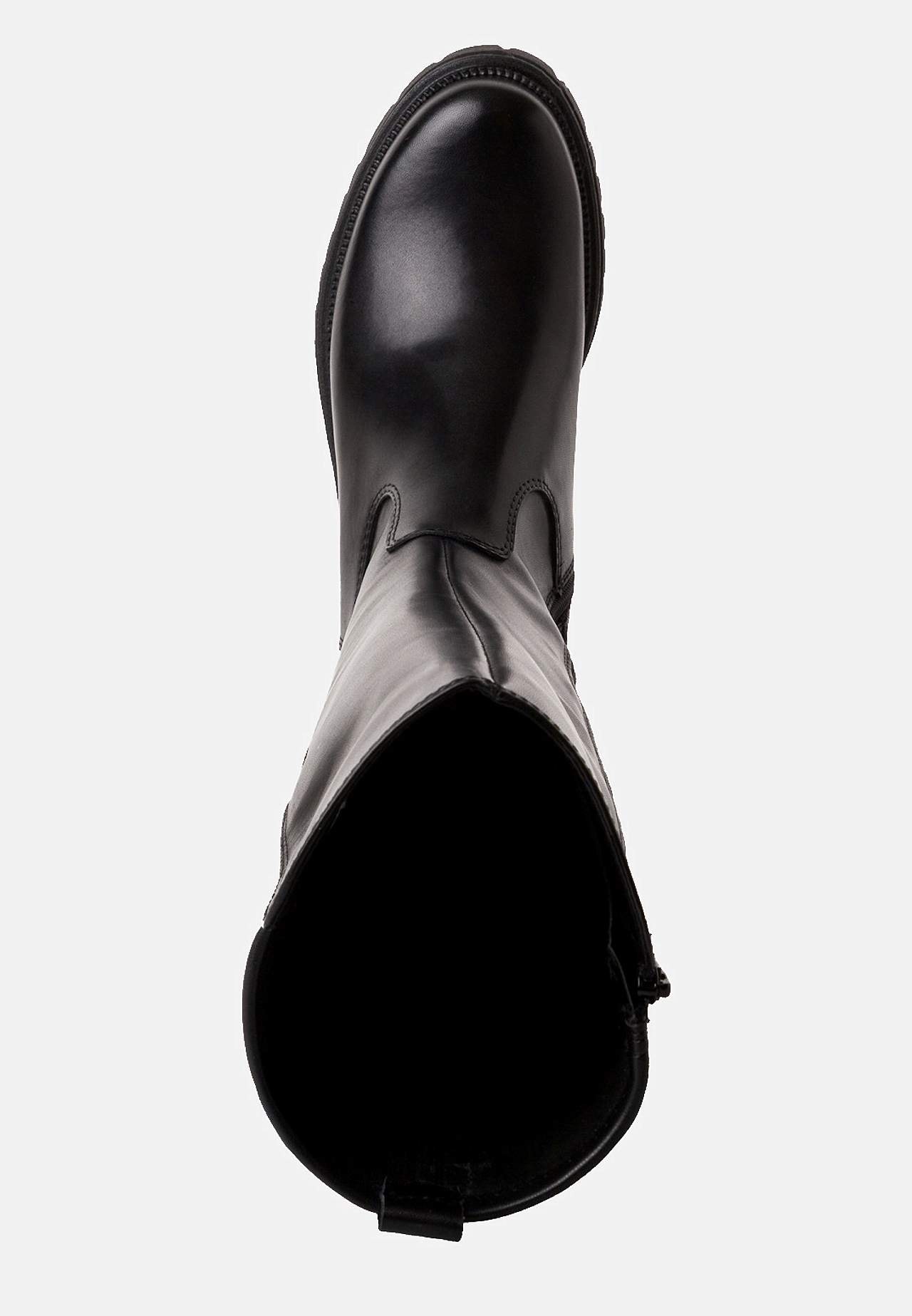 Lærstøvel med bred skaftvidde