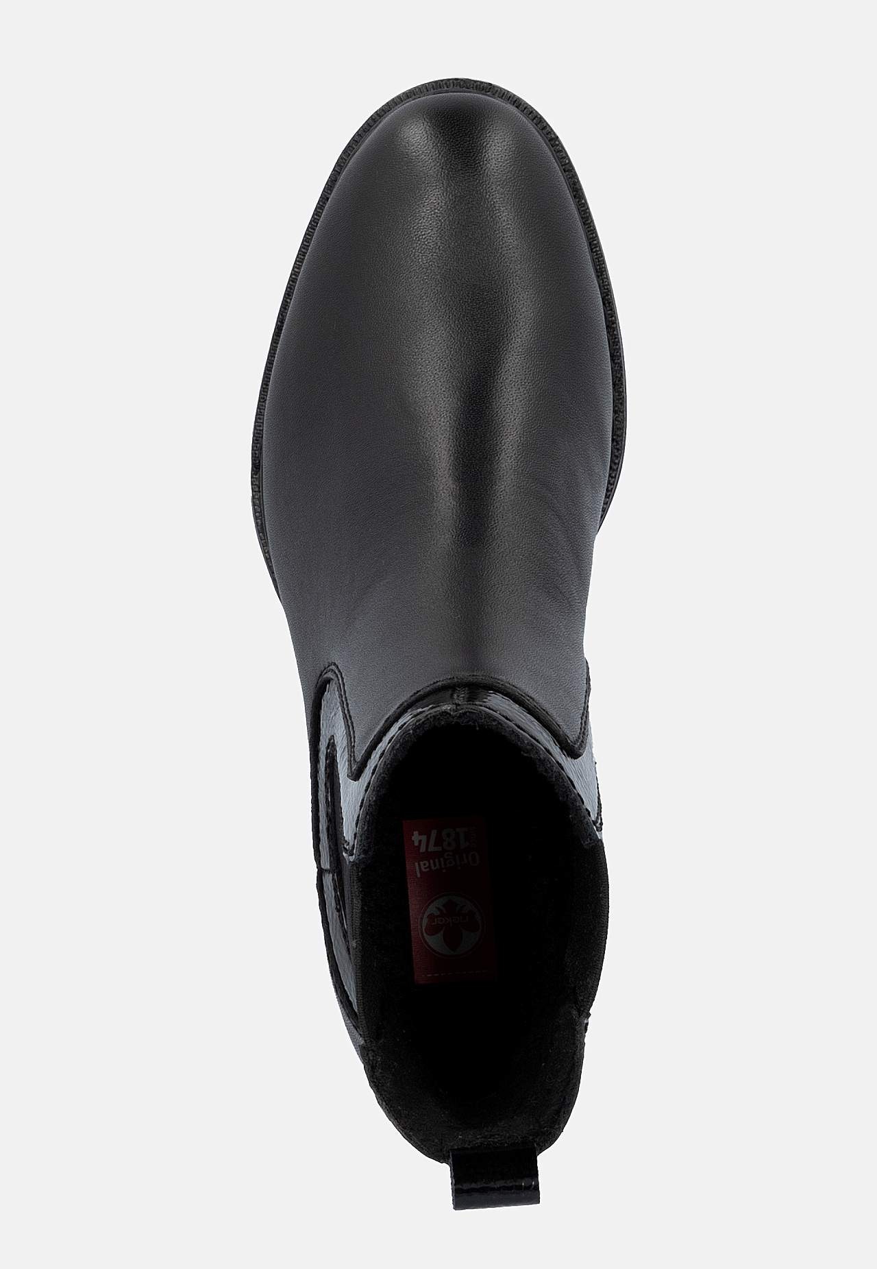 Skinnstøvlett med detaljer i lakk