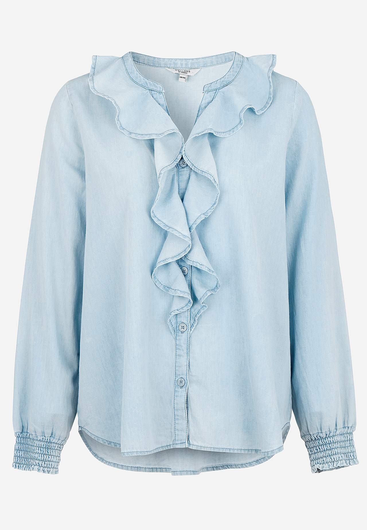Volangbluse i denim