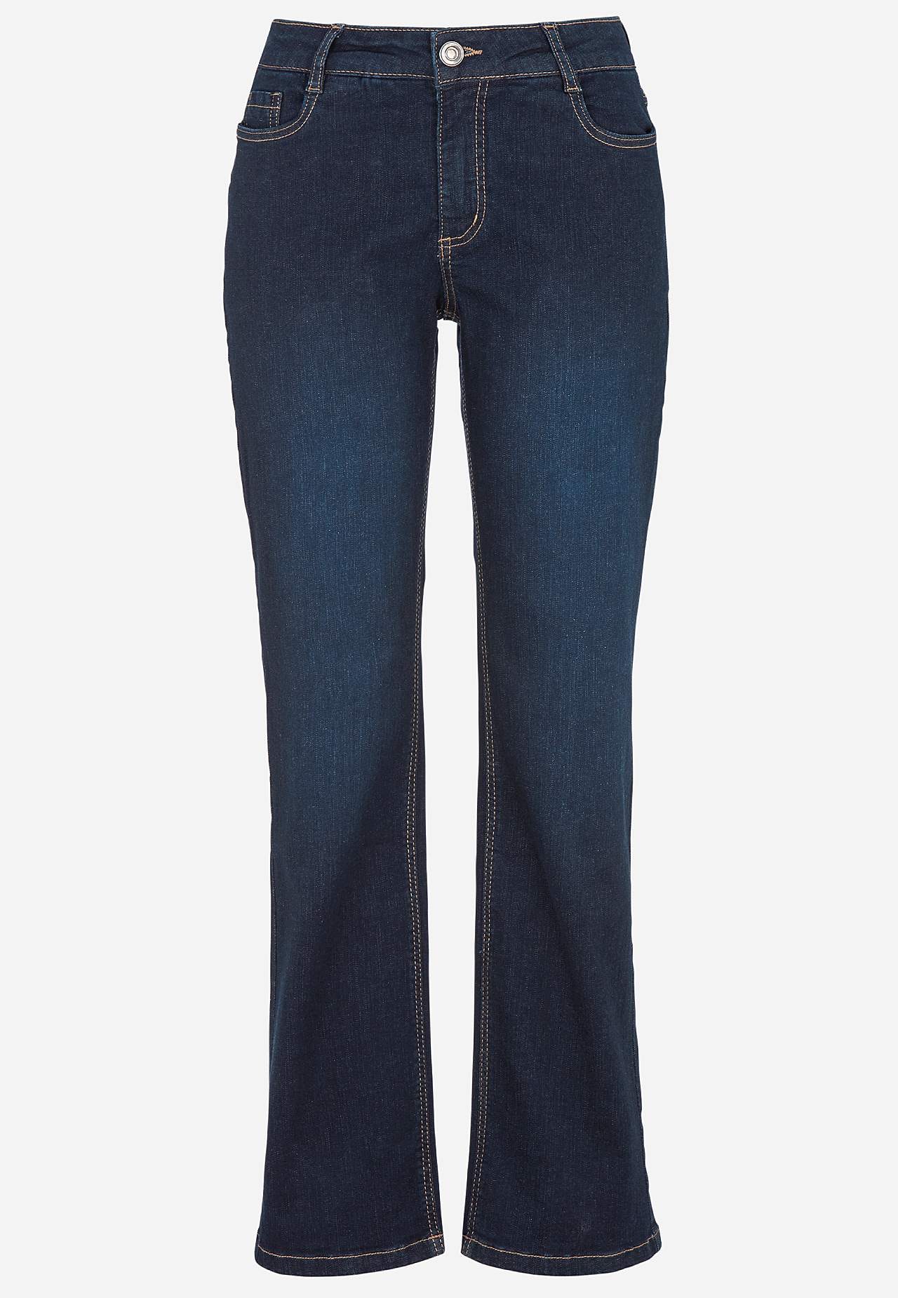 Komfortable stretchjeans med rette ben
