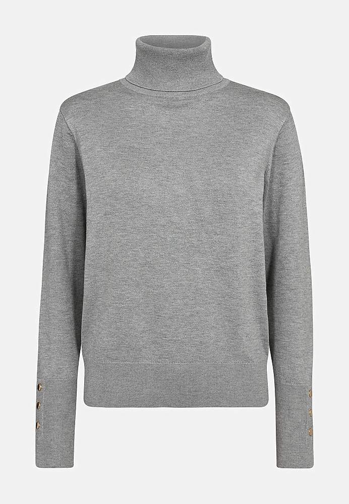 Finstrikket poloskjorte med gullfargede knapper